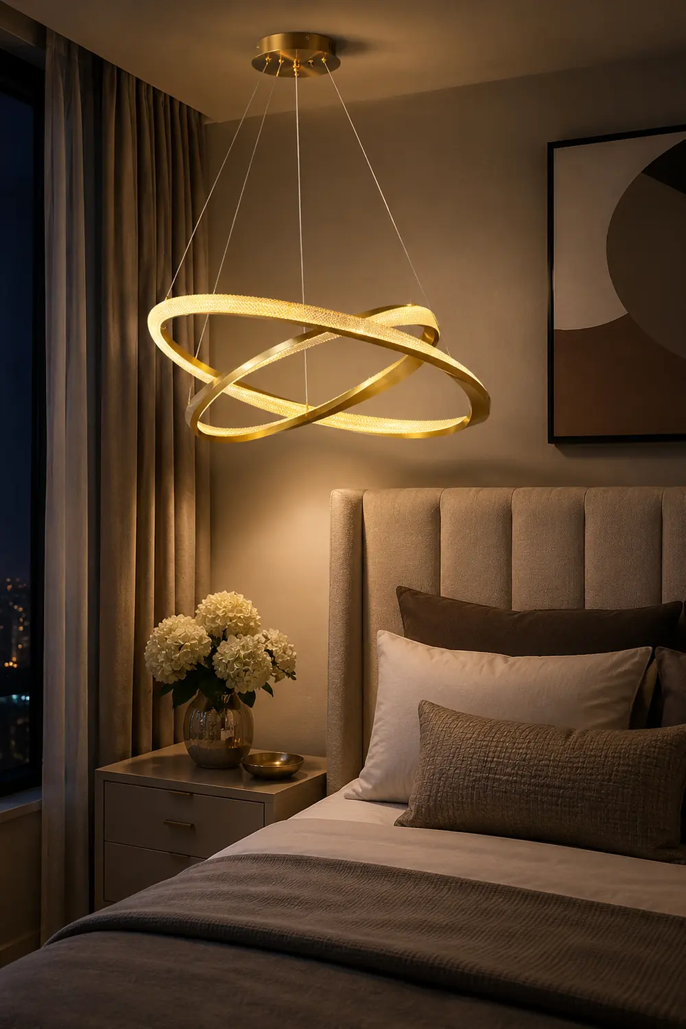 Arisha Minimalist  Ring Spiral Shape Metal Pendant Light,Gold - Lumpaz
