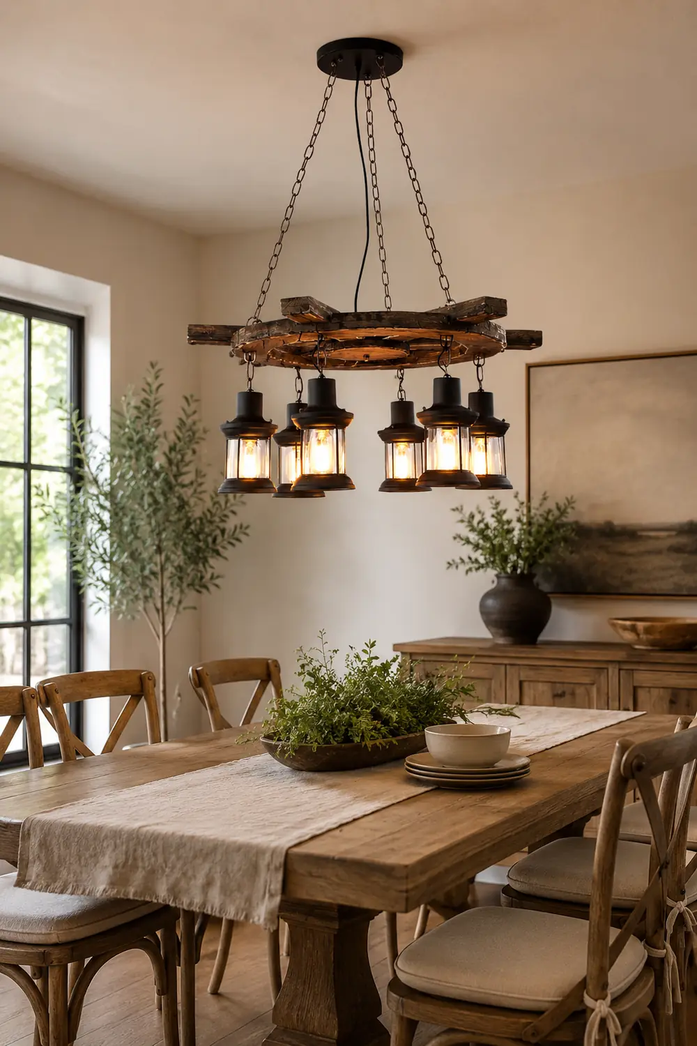 Austin Retro Rudder Metal & Wood Pendant Light, 6 Heads - Lumpaz
