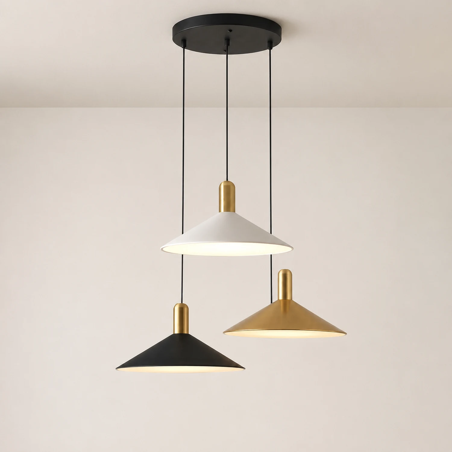 Carins Vintage Pendant Light,  Black & White & Gold - Lumpaz