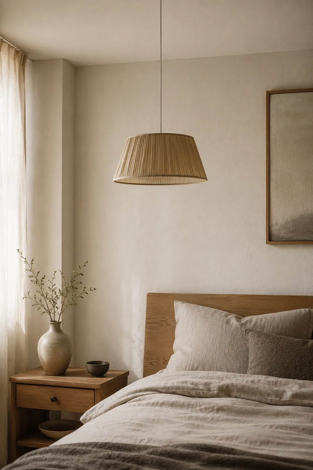 Renée Pleated Pendant Light Wabi Sabi, Metal/Fabric, Living Room - Lumpaz