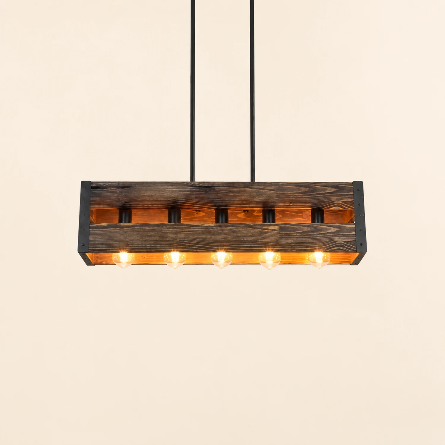 Alessio Retro LED Metal/Wood Pendant Light Living Room/Bedroom - Lumpaz