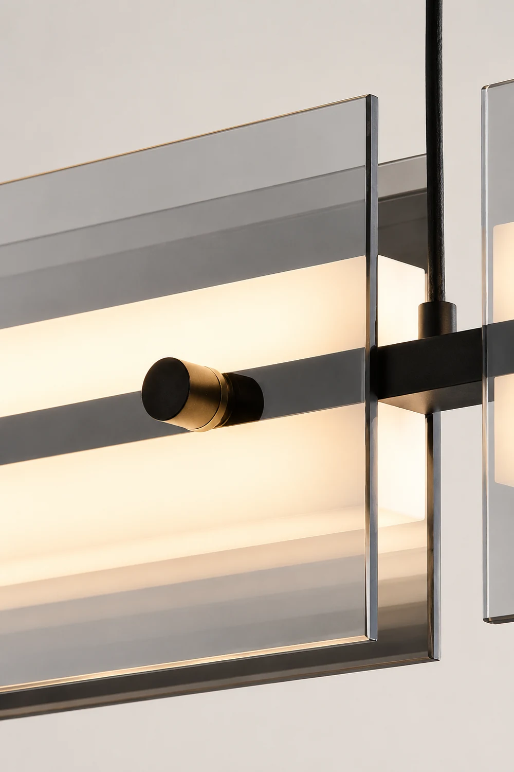 Evette Modern Nordic Linear Copper/Glass Pendant Light, Brass/Black - Lumpaz