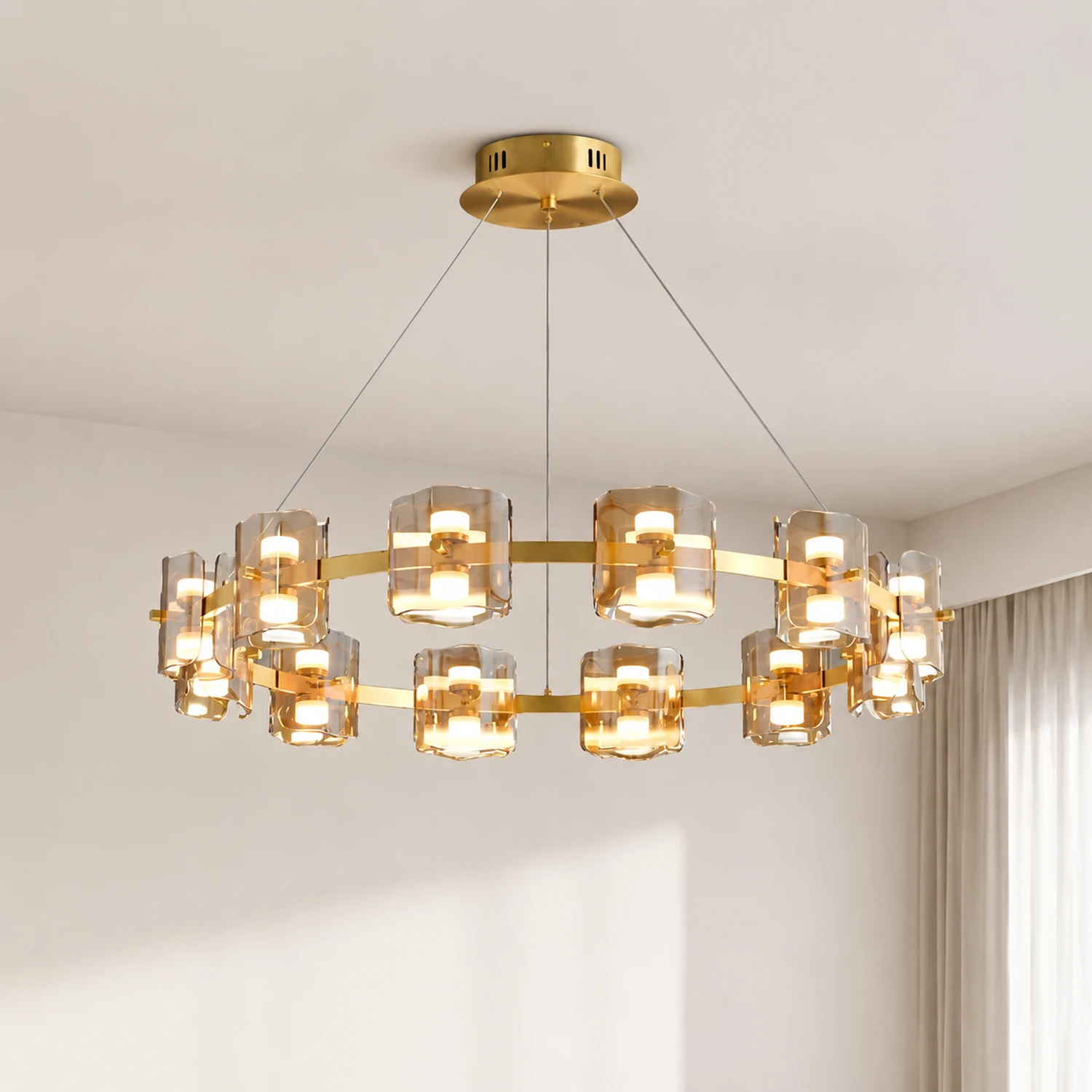Evette Minimalist Round Metal Pendant Light,Black/Gold - Lumpaz
