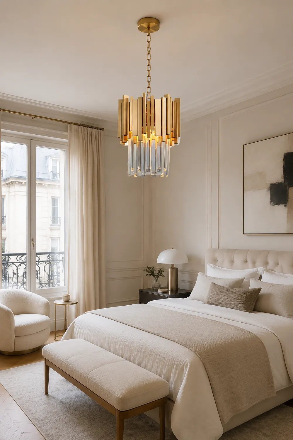 Kristy Modern Crystal Pendant Light, Gold & Chrome Living Room - Lumpaz