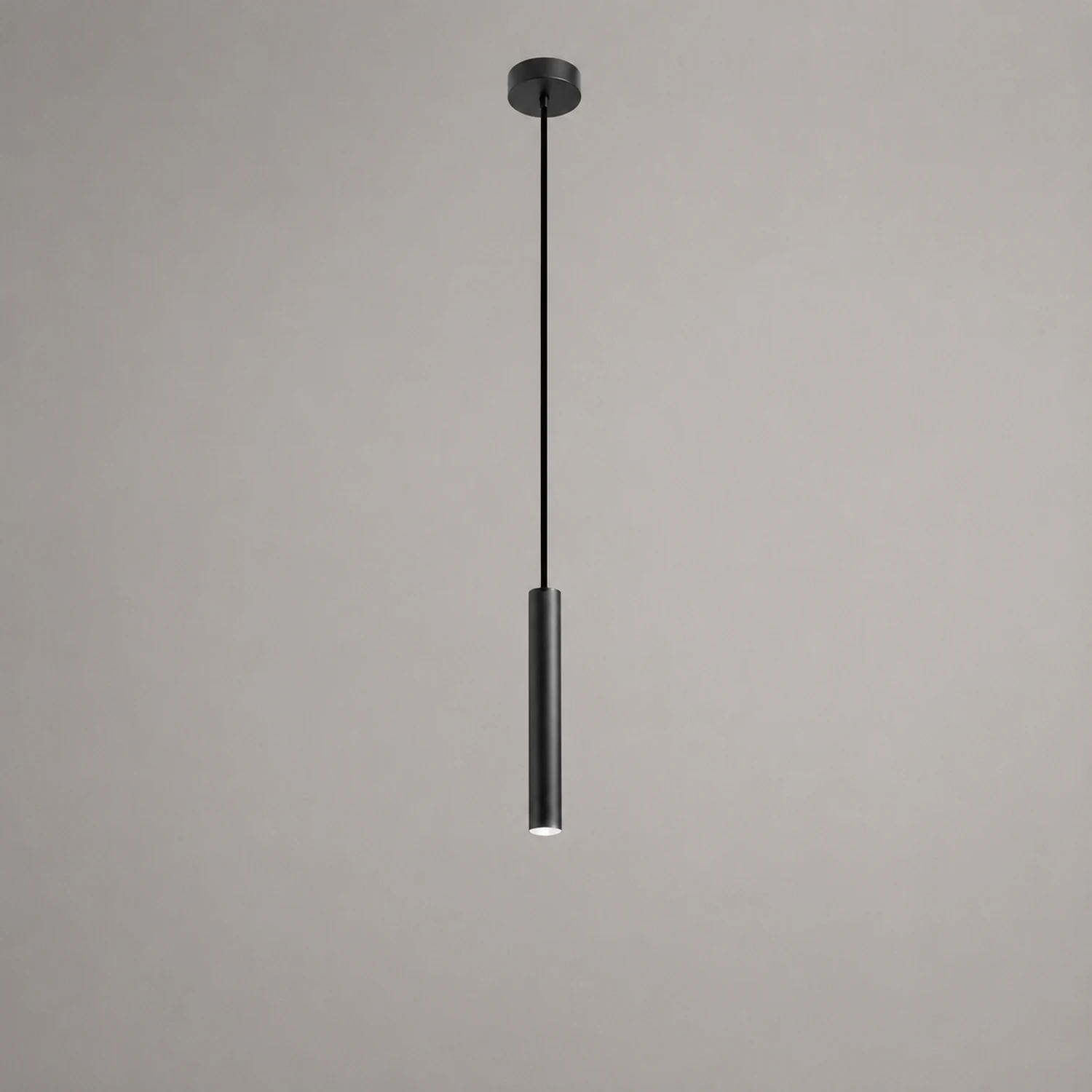 Edge Minimalist Cylinder Black Pendant Light, 9"/11" - Lumpaz