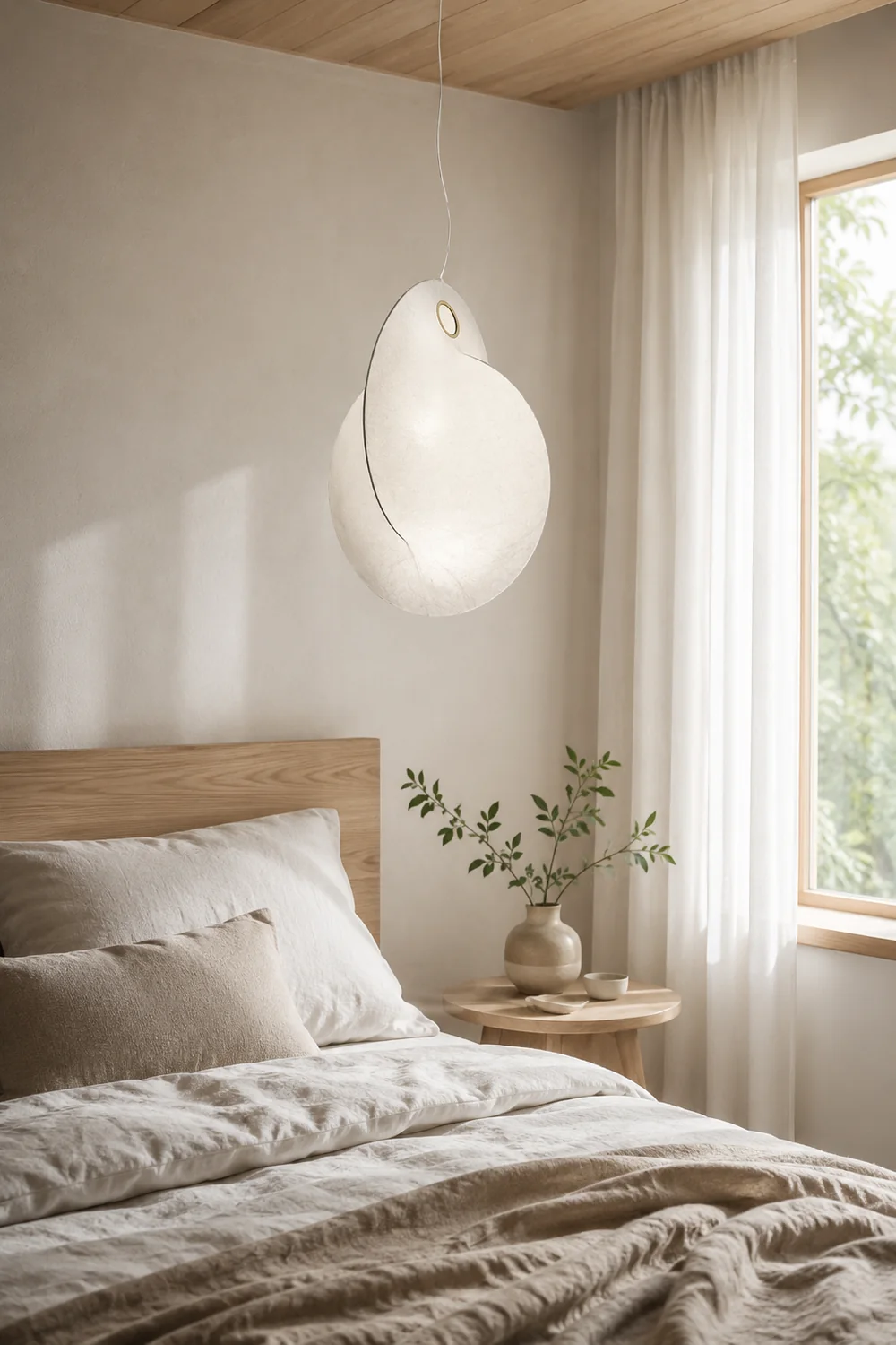 Renée Pendant Light, Fabric, 19.6" - Lumpaz