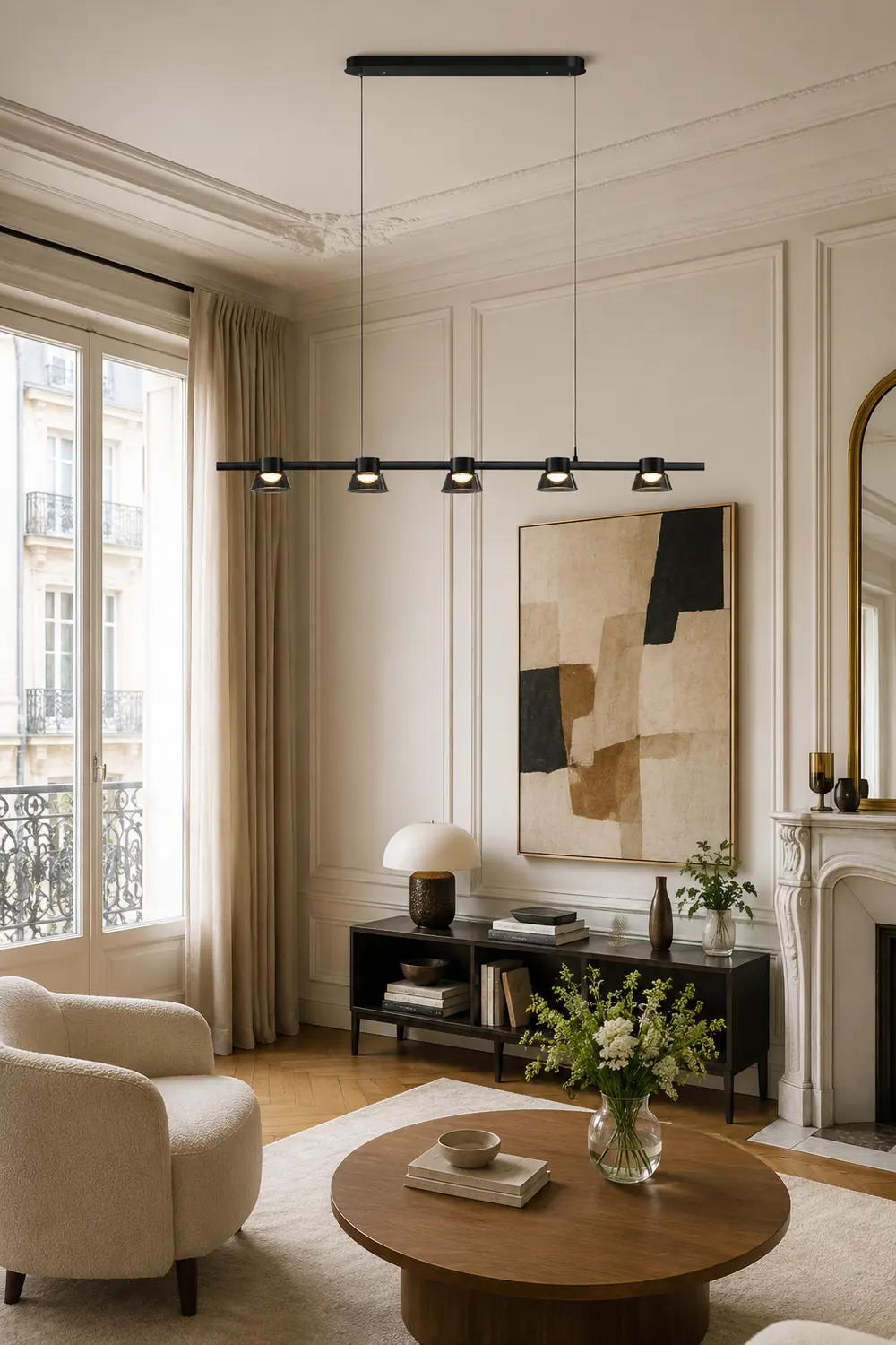 Evette Modern Linear Metal Pendant Light,Black - Lumpaz