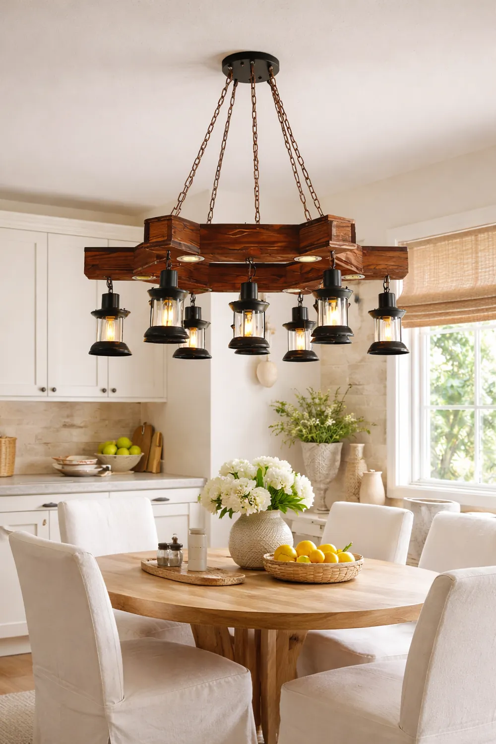 Austin Retro Metal/Wood Lantern Pendant Light, Walnut - Lumpaz