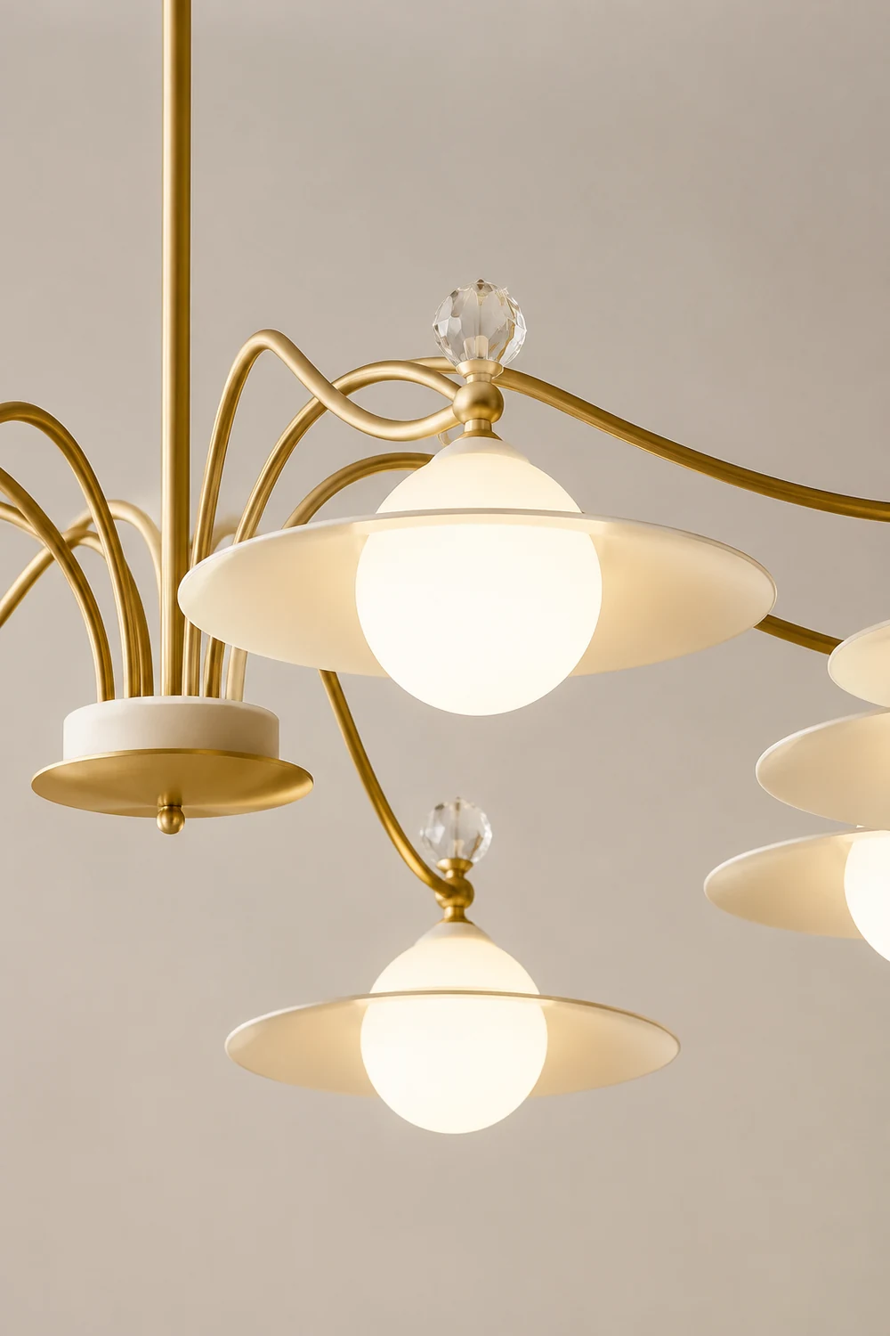 Carins Blown Gold Chandelier, 6/8 Heads, 37.4"/47.2" - Lumpaz