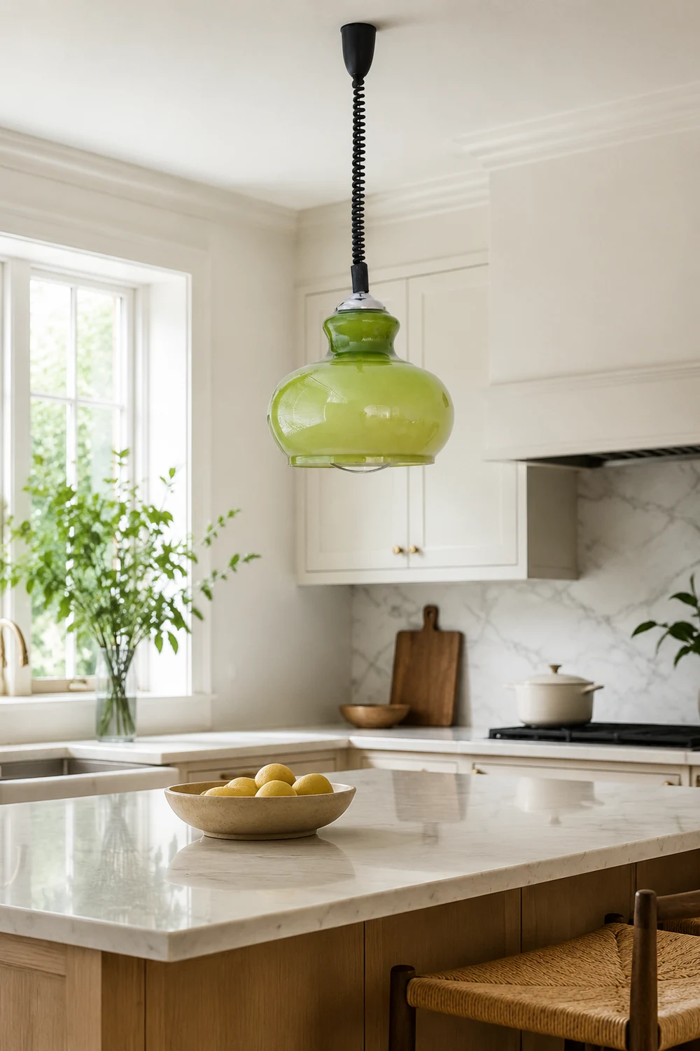 Hailie Retro Simple Adjustable Pendant Light Living Room Green White Brown - Lumpaz