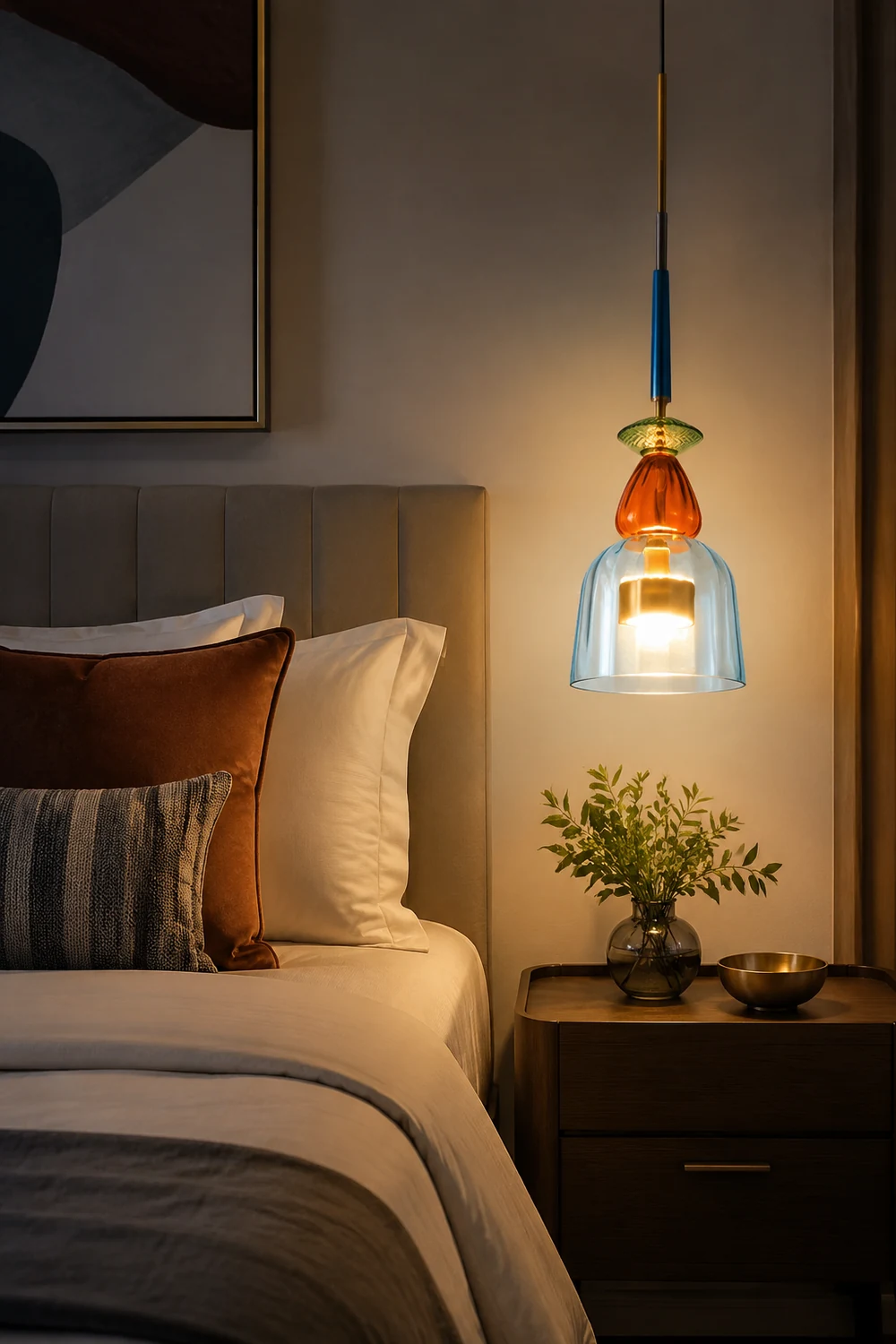 Hailie Modern Cup Glass Pendant Light, Colorful Bedroom, Living Room - Lumpaz