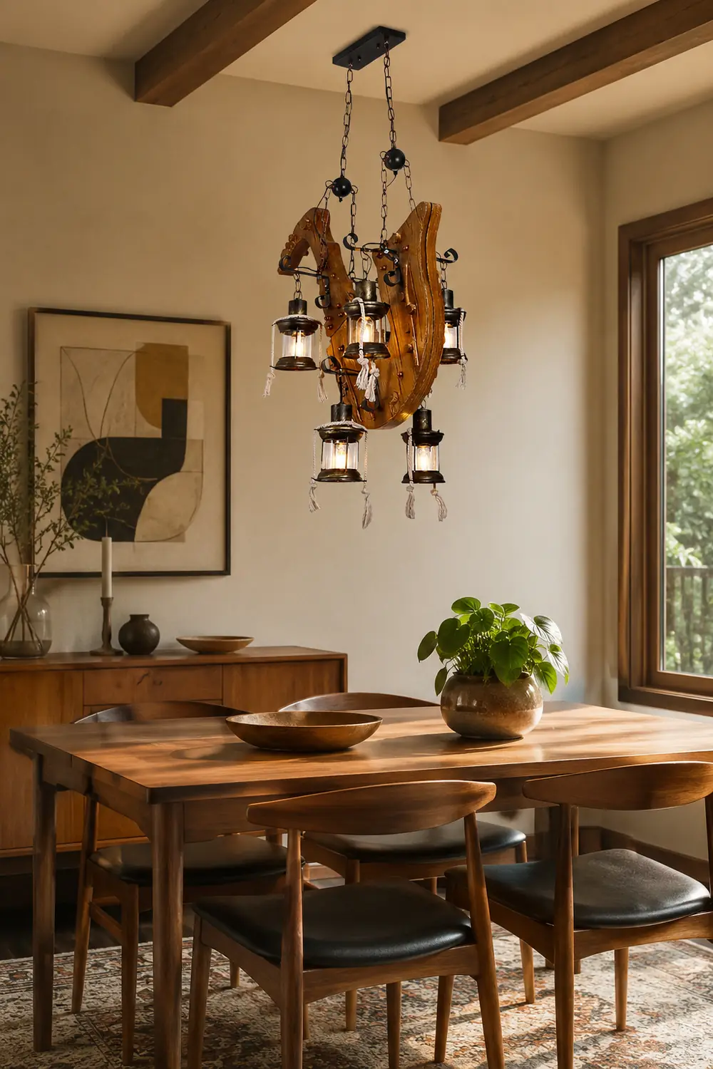 Austin Retro Saxophone Metal/Wood Pendant Light, Walnut - Lumpaz
