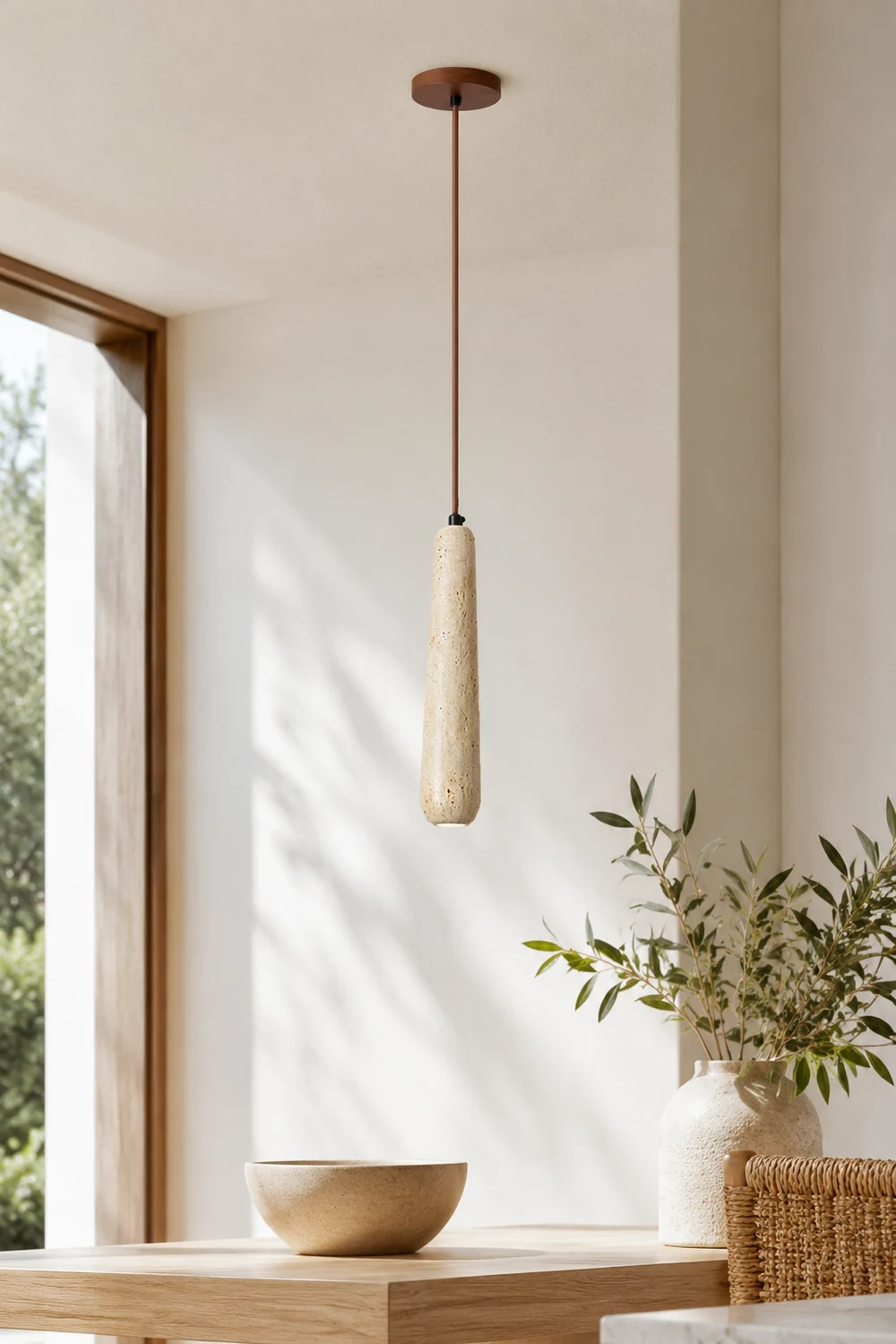 Ozawa Minimalist Wooden Pendant Light, Natural Wood Color - Lumpaz