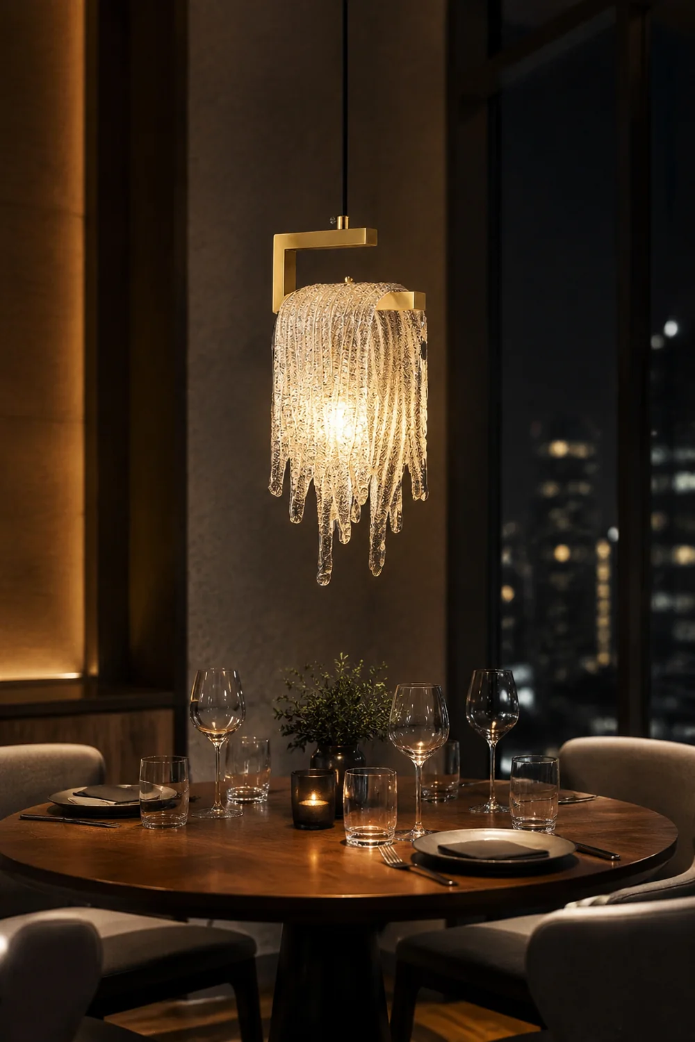 Kristy Modern Flowing Jelly Pendant Light, Gold, Crystal/Brass - Lumpaz