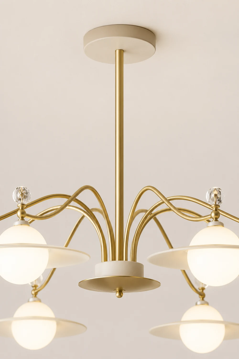 Carins Blown Gold Chandelier, 6/8 Heads, 37.4"/47.2" - Lumpaz