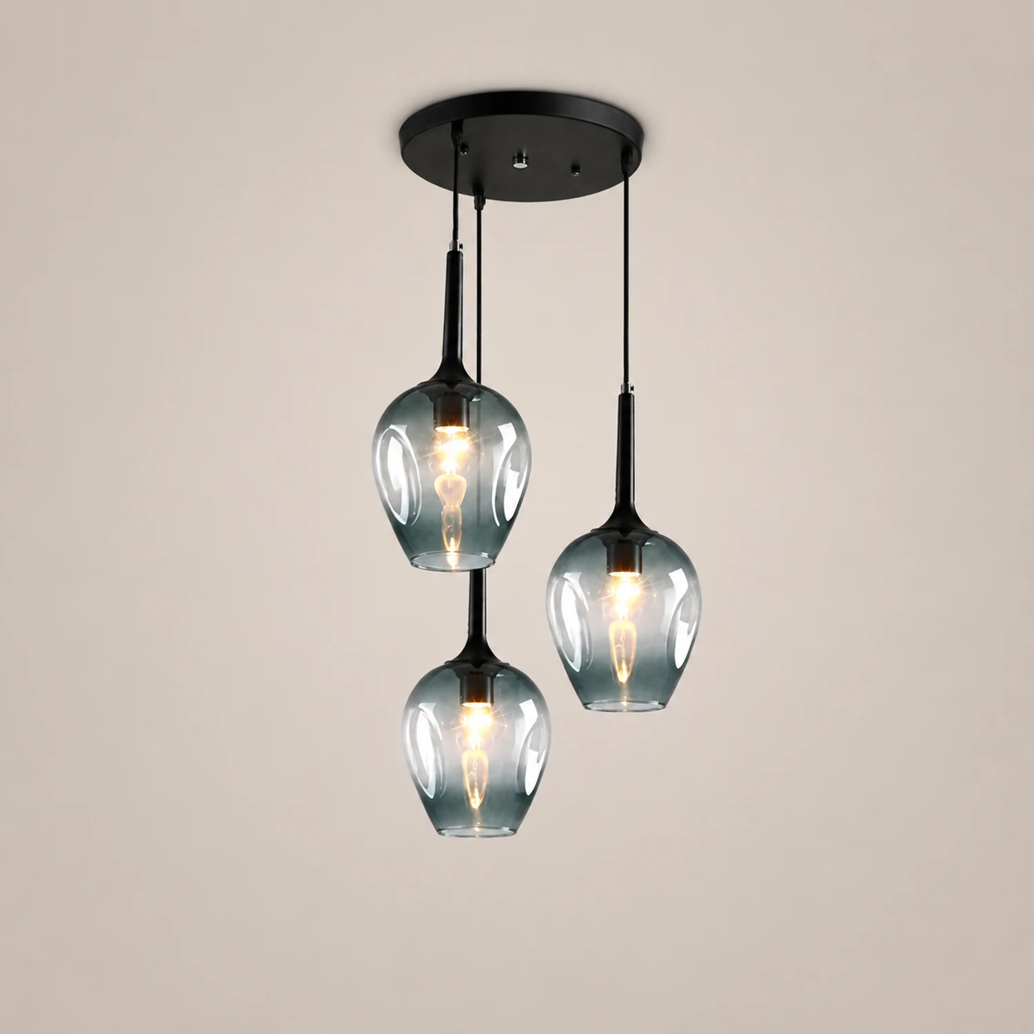 Valentina Nordic Minimalist Cluster Glass Pendant Light, Blue/Clear - Lumpaz