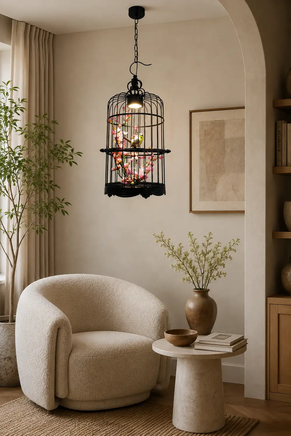 Cooley Art Deco Birdcage Metal Pendant Light, Black - Lumpaz