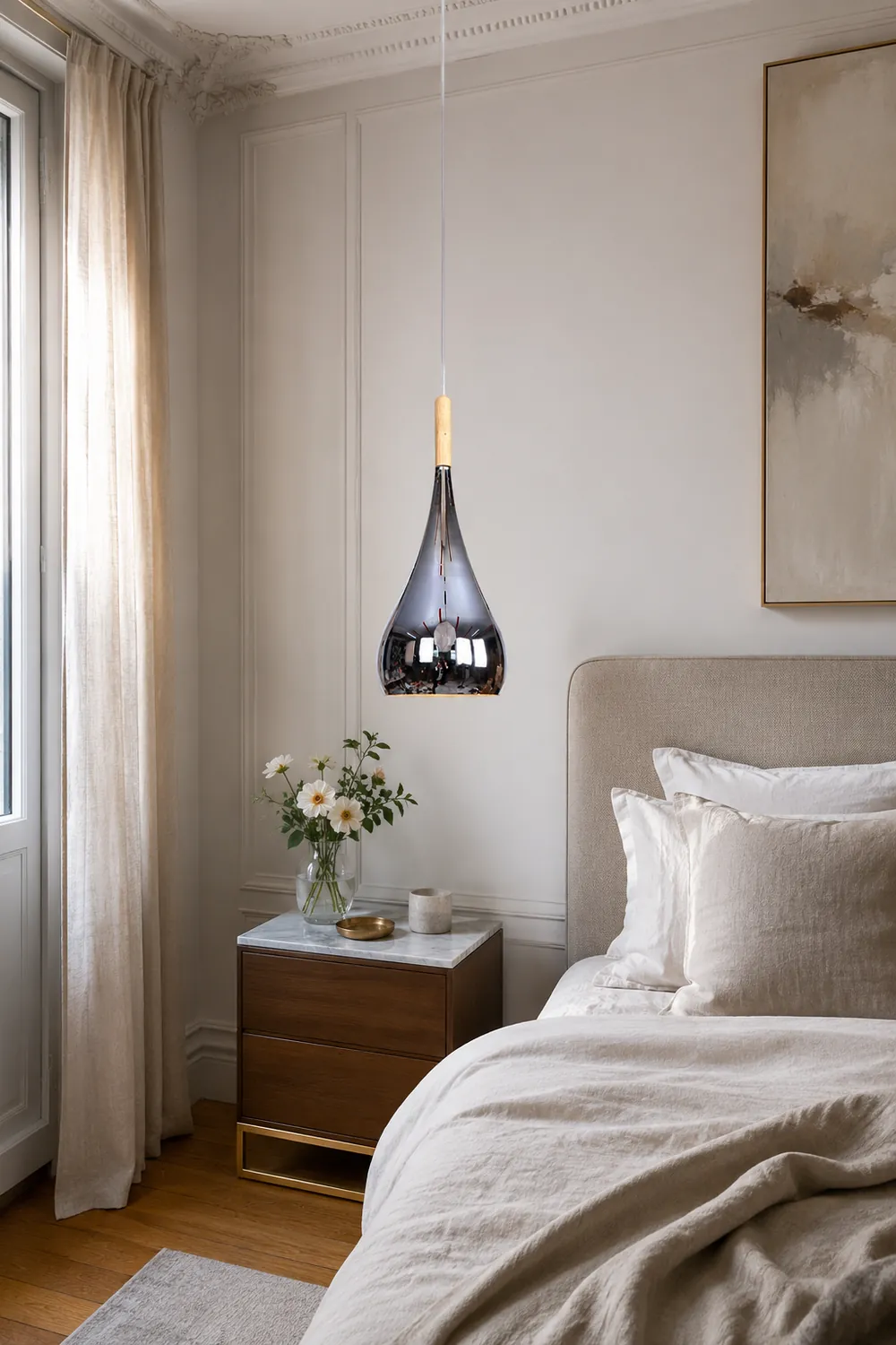 Avi Pendant Light Teardrop Modern, Metal, Rose Gold/Chrome, Kitchen Islands - Lumpaz