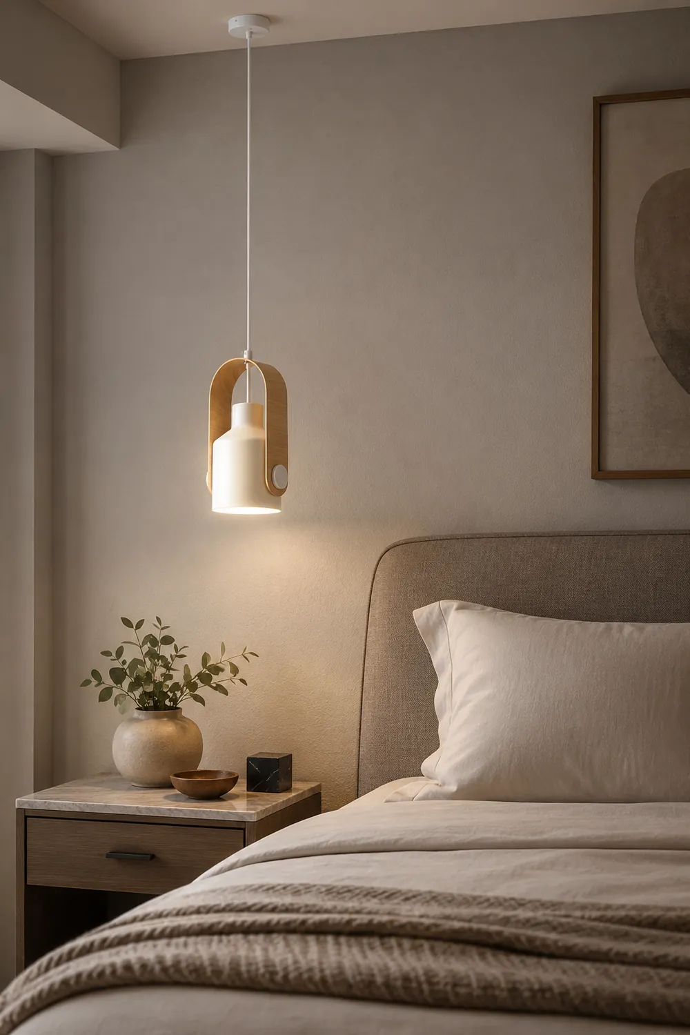 Morandi Modern Metal LED Pendant Light  White Orange Black Bedroom - Lumpaz