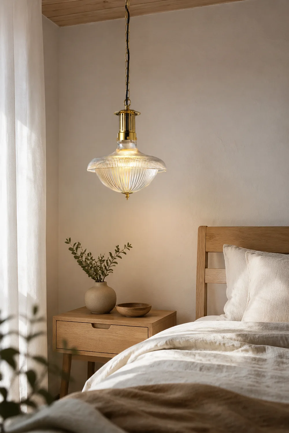 Alessio Vintage Industrial LED Pendant Light Glass Bedroom Kitchen - Lumpaz