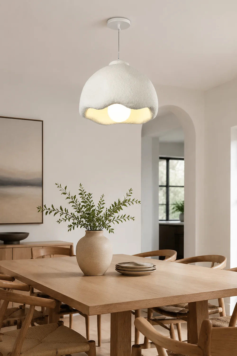 Byers Flower Shape Pendant Light, White, Living Room, Bedroom - Lumpaz