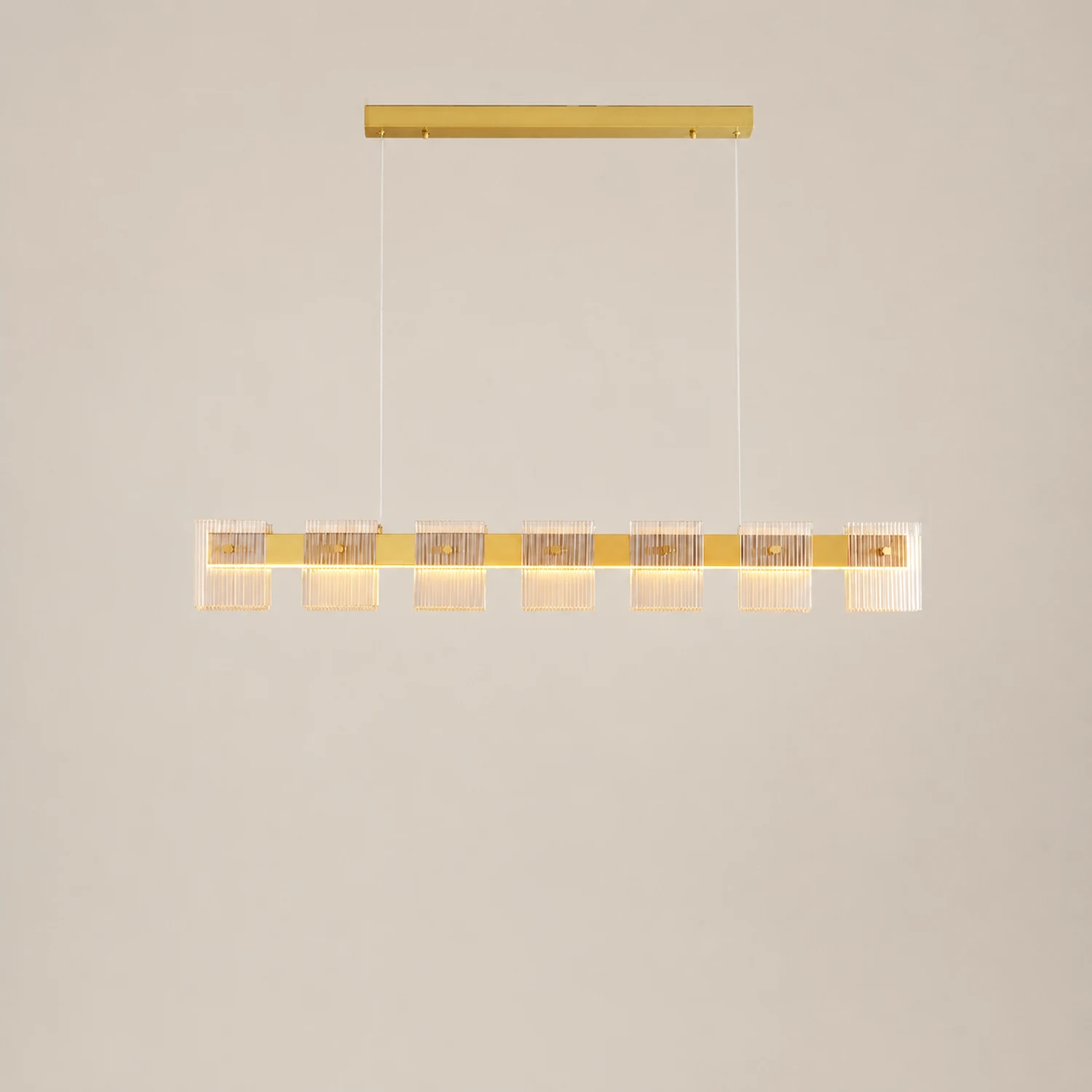 Evette Modern Minimalist Rectangular Metal And Glass Pendant Light,Gold - Lumpaz