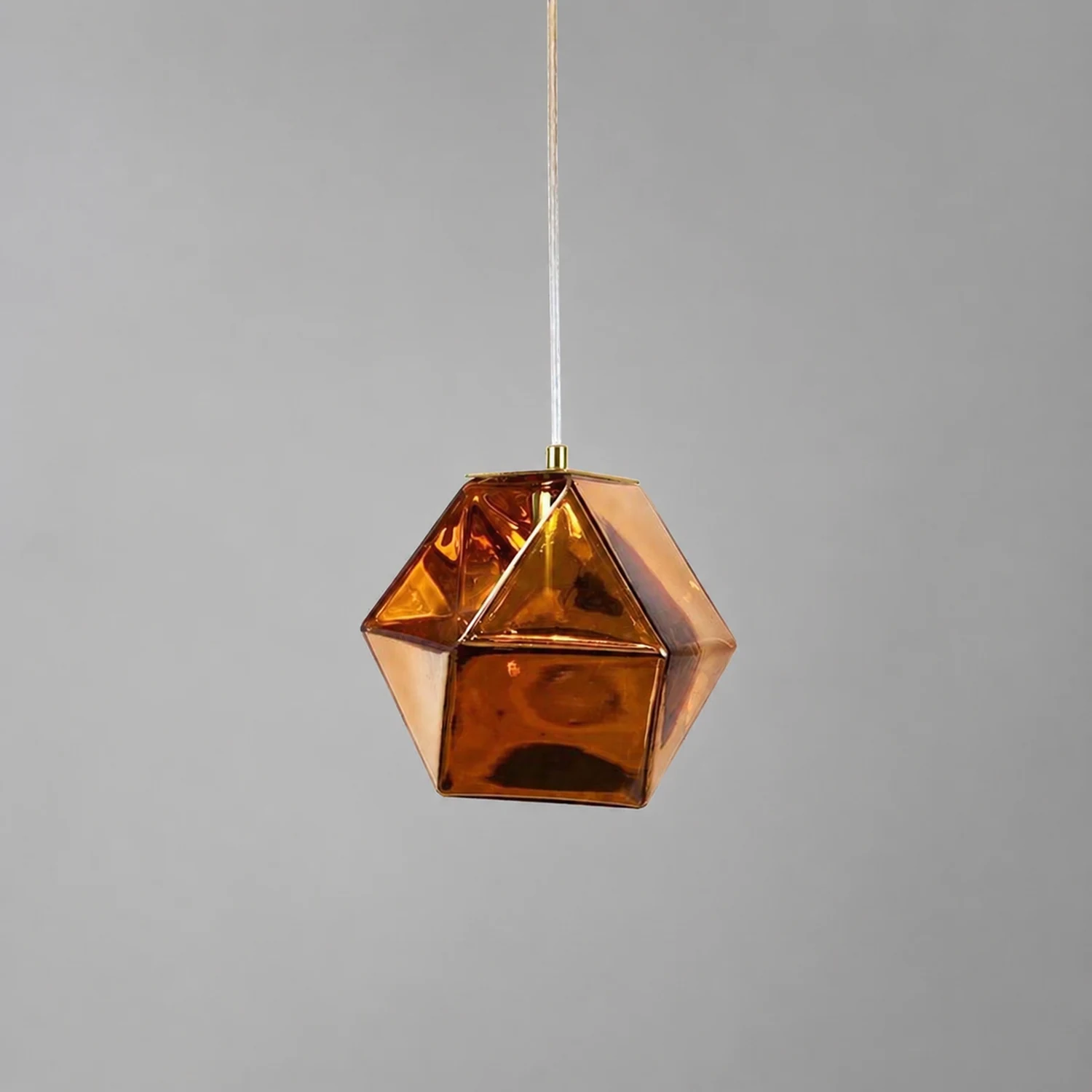 Hailie Modern Glass Multi Polygonal Pendant Light, White/Smoke Gray/Rose Gold - Lumpaz