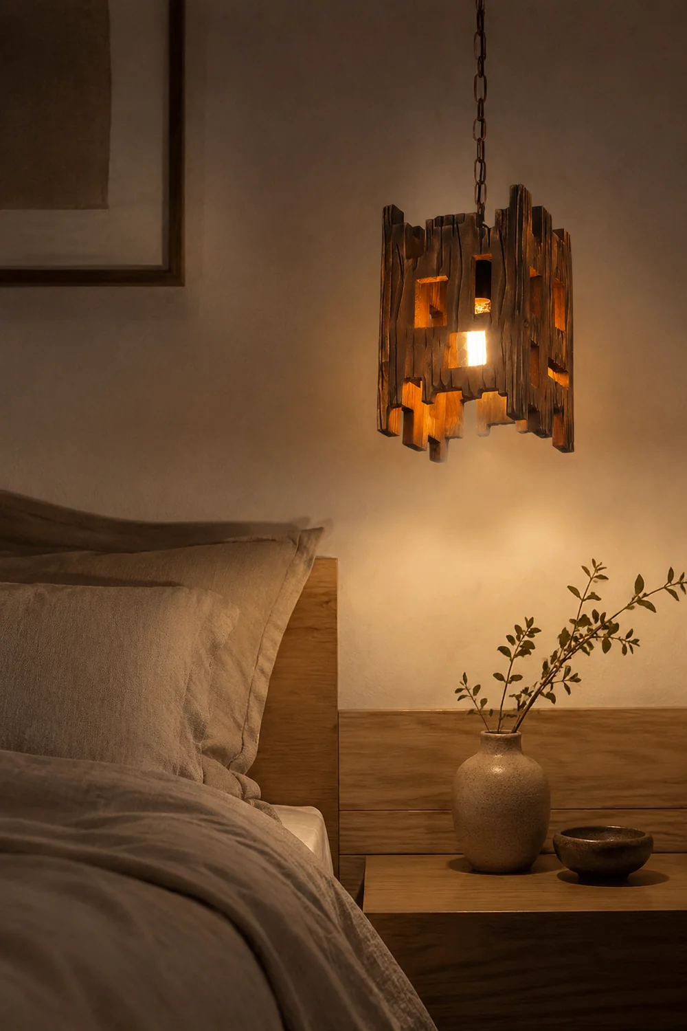 Austin Retro Rectangular  Metal & Wood  Pendant Light, 8.7" - Lumpaz