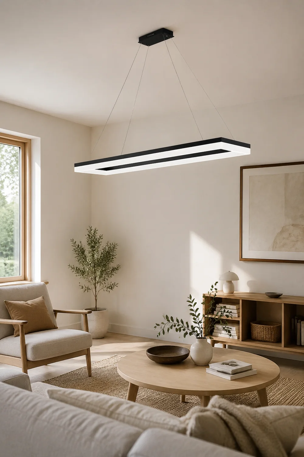 Bouvet Nordic Rectangular Led Pendant Light, Black/White, Acrylic - Lumpaz