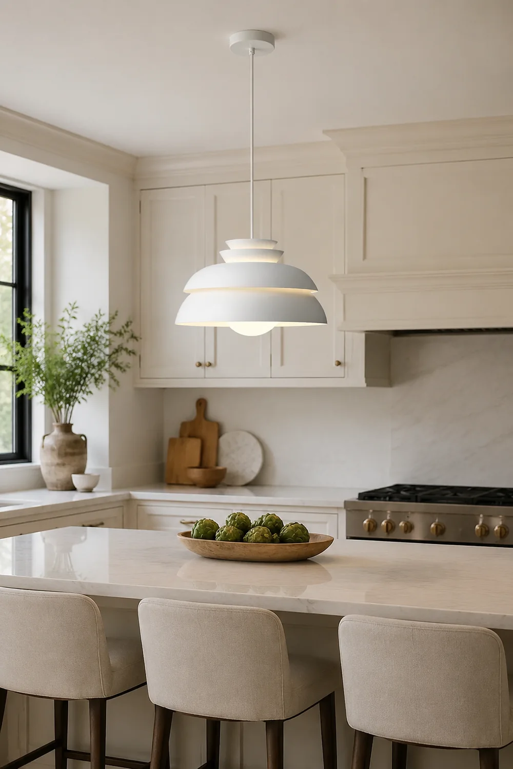 Morandi Modern White Pendant Light, Metal - Lumpaz