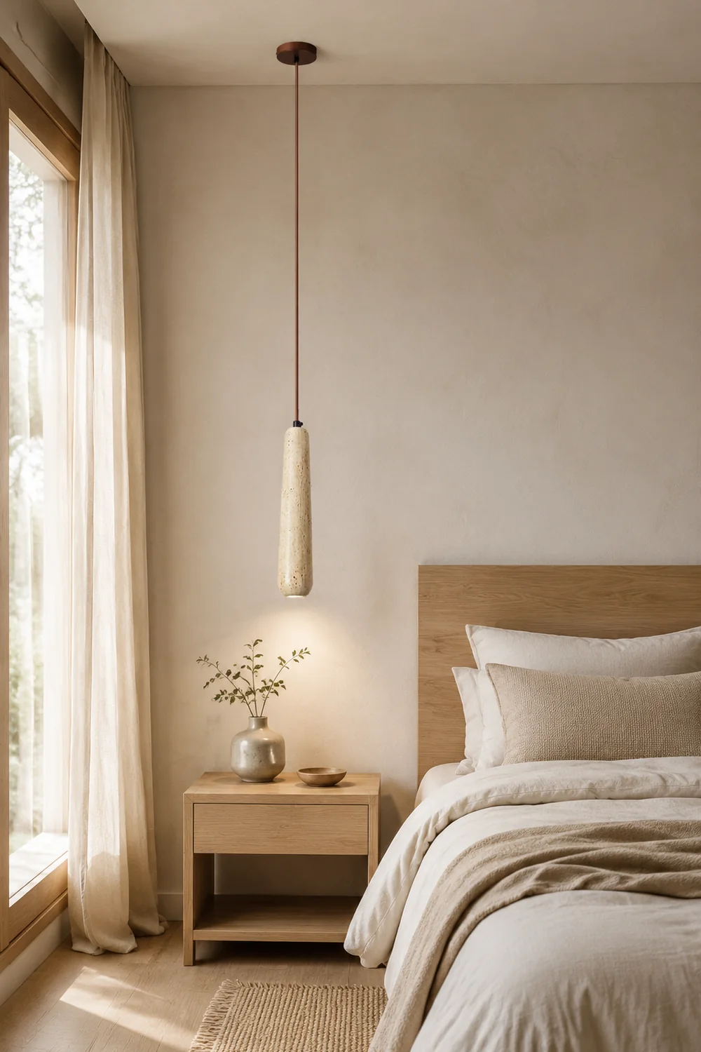 Ozawa Minimalist Wooden Pendant Light, Natural Wood Color - Lumpaz