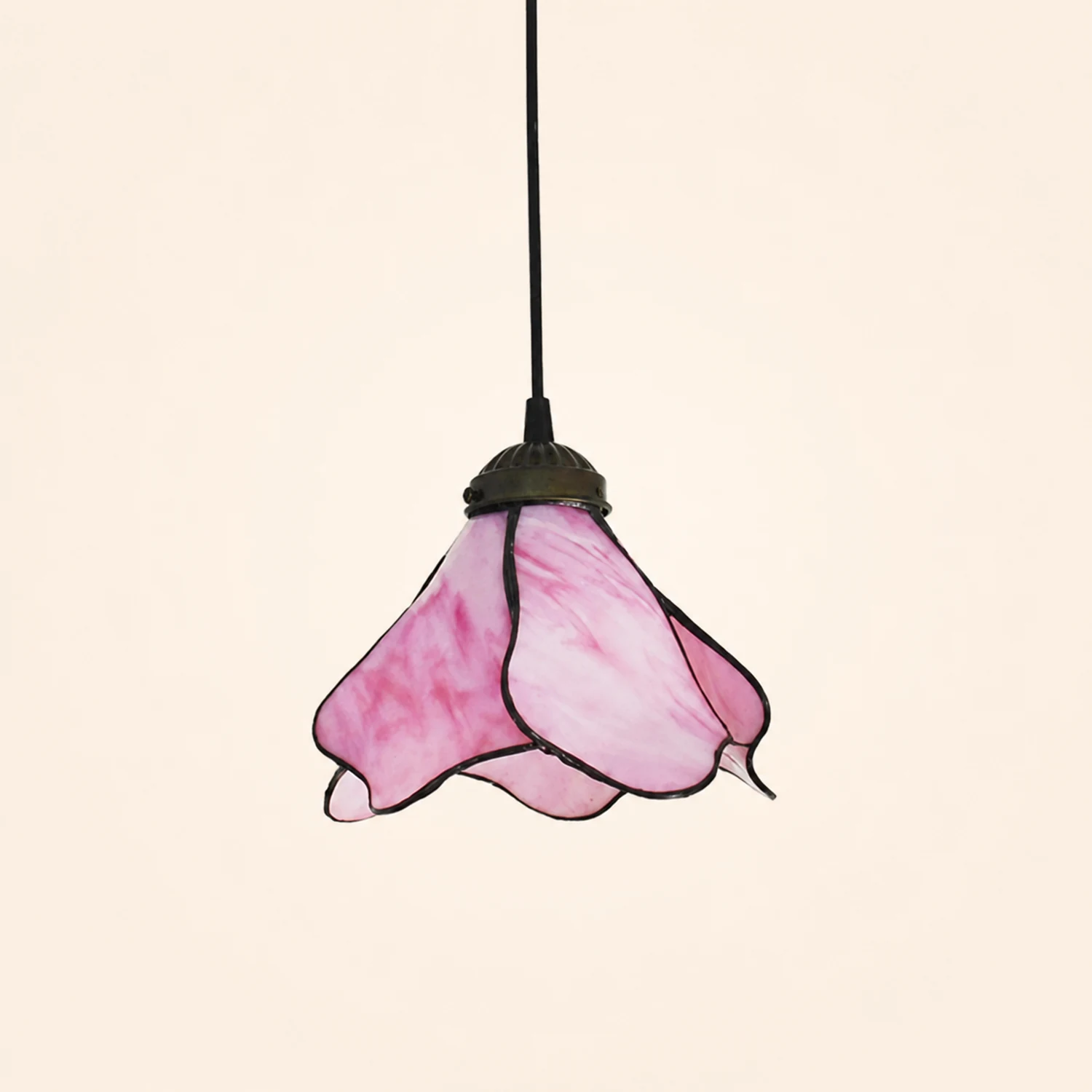 Félicie Flower Stained Glass Pendant Light, Blue/Pink, 1/3 Heads - Lumpaz