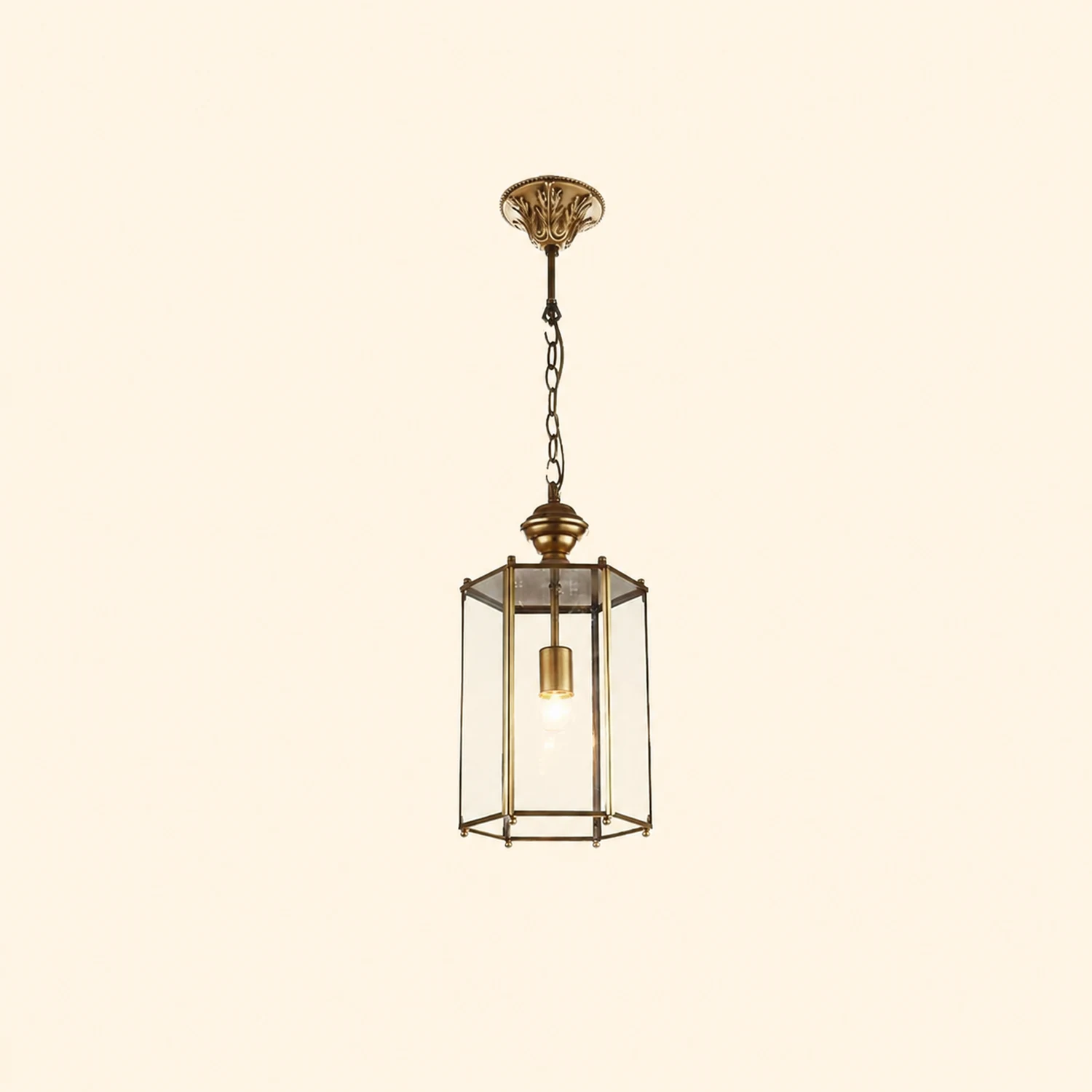 Sanna Brass Clear Glass Pendant Light, 7.8" - Lumpaz
