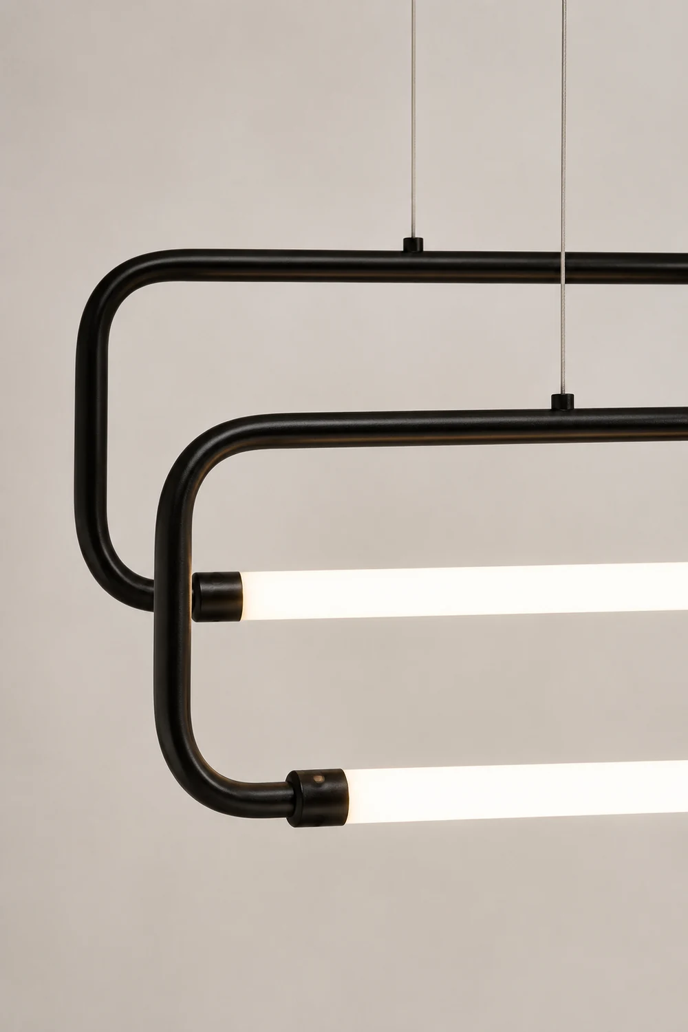 Bouvet Modern Minimalist Double-Rectangular Metal/Acrylic Pendant Light, Black/Gold - Lumpaz