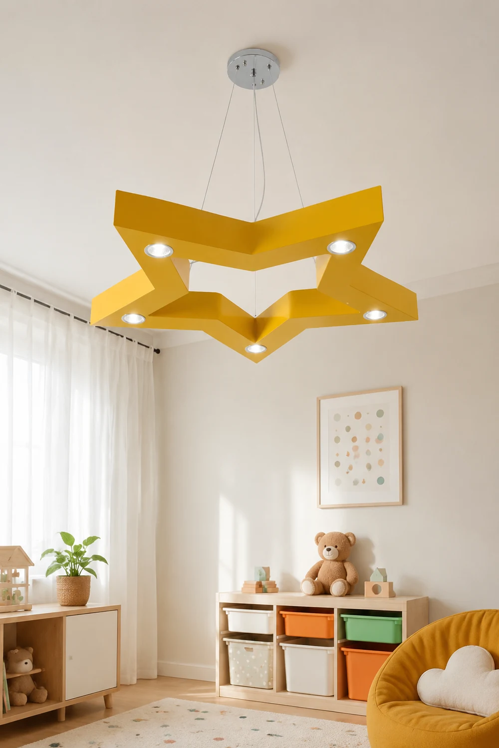 Minori Five-Pointed Star Colorful Metal Kids Pendant Light - Lumpaz