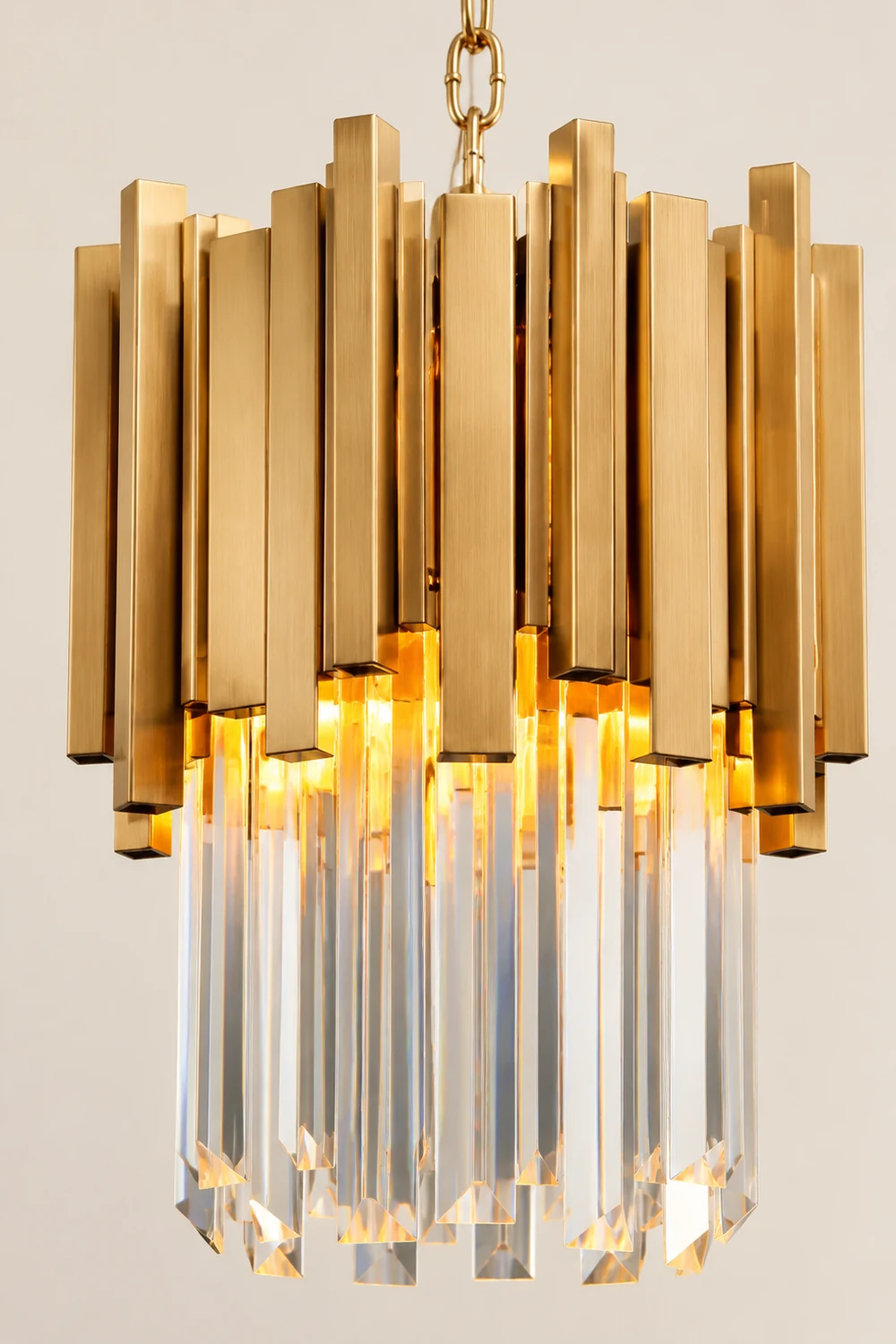 Kristy Modern Crystal Pendant Light, Gold & Chrome Living Room - Lumpaz