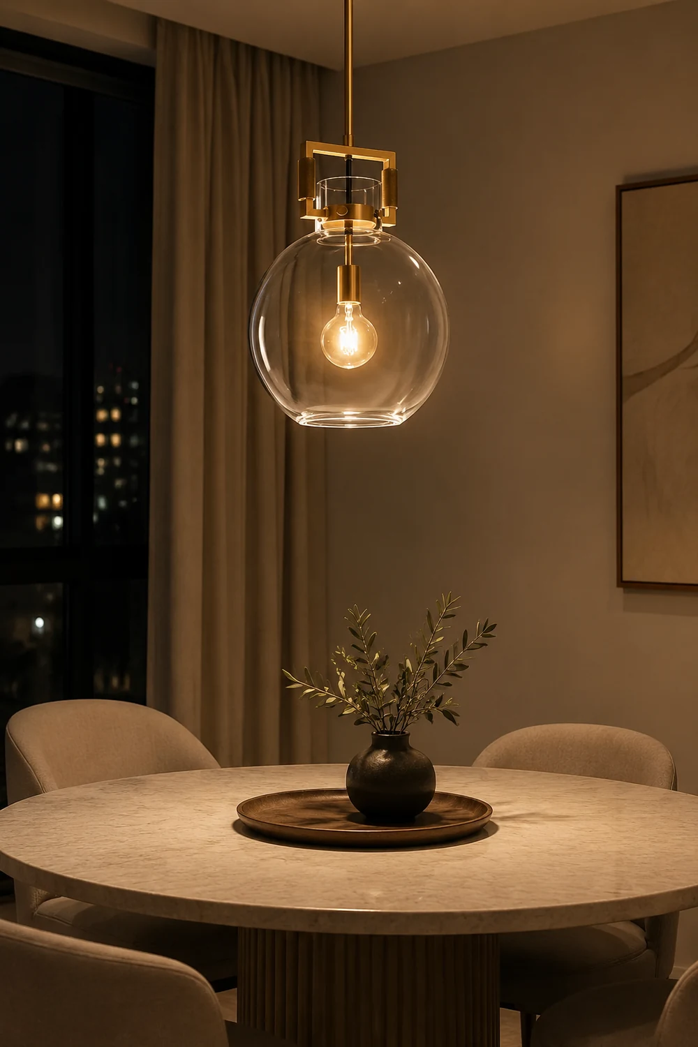 Cairns Modern Geometric Glass/Metal Pendant Light, Brass - Lumpaz