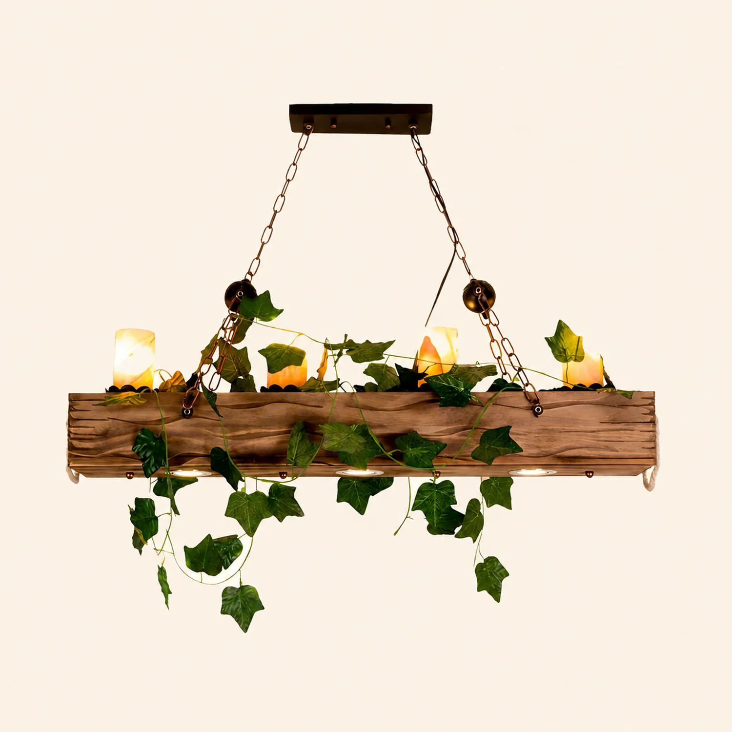 Austin Rustic Linear Wood Pendant Light Dining Room - Lumpaz