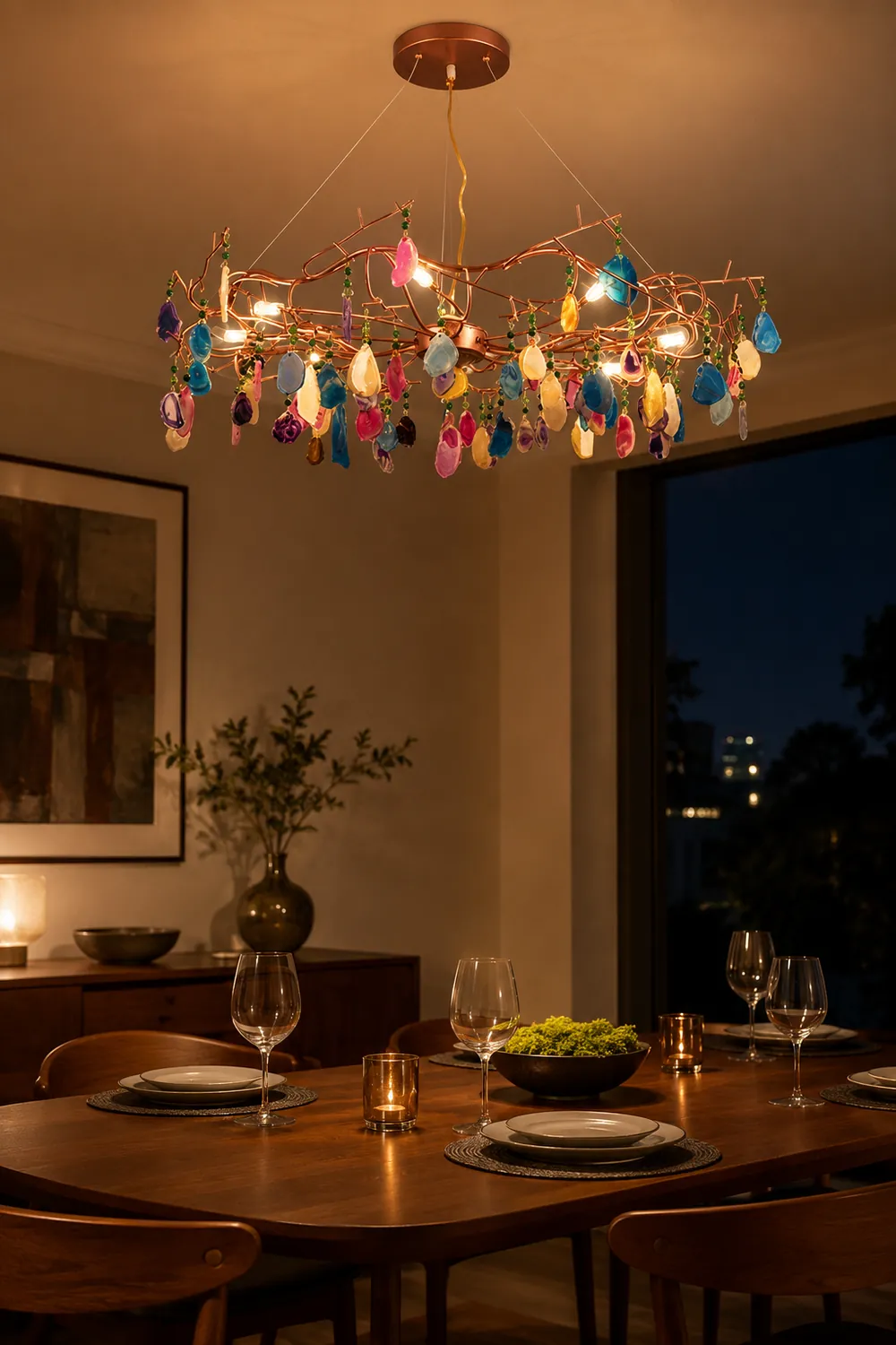 Morandi Art Deco Agate Stone colorful Pendant Light - Lumpaz
