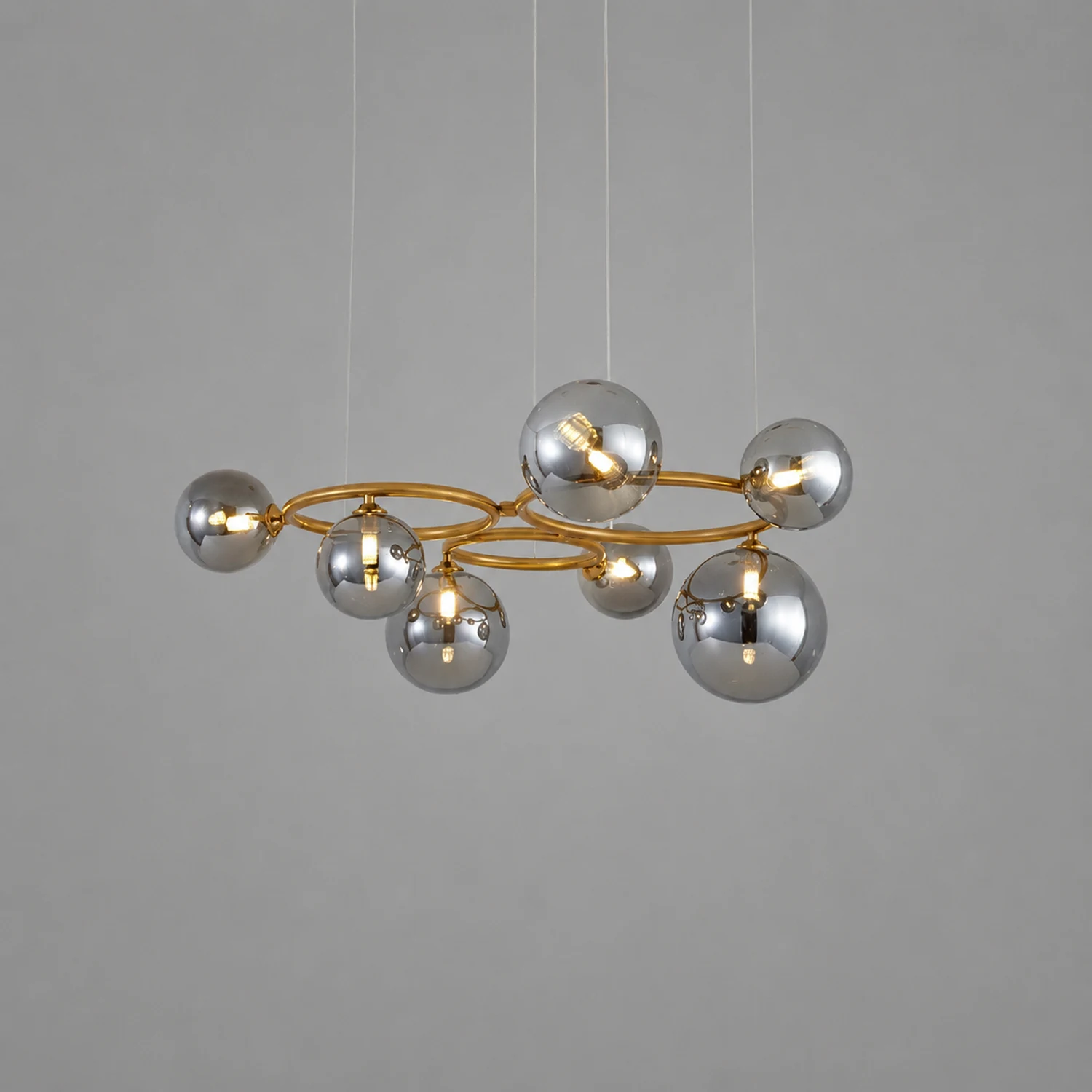 Valentina Modern Designe Wave Metal/Glass Pendant Light, White/Gold - Lumpaz