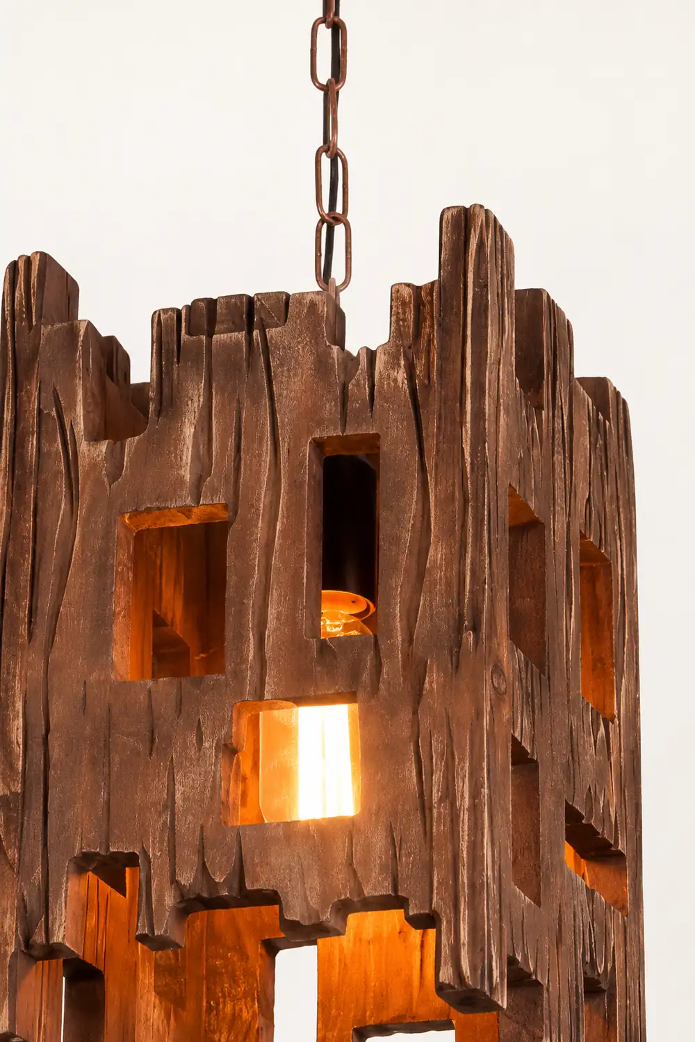 Austin Retro Rectangular  Metal & Wood  Pendant Light, 8.7" - Lumpaz