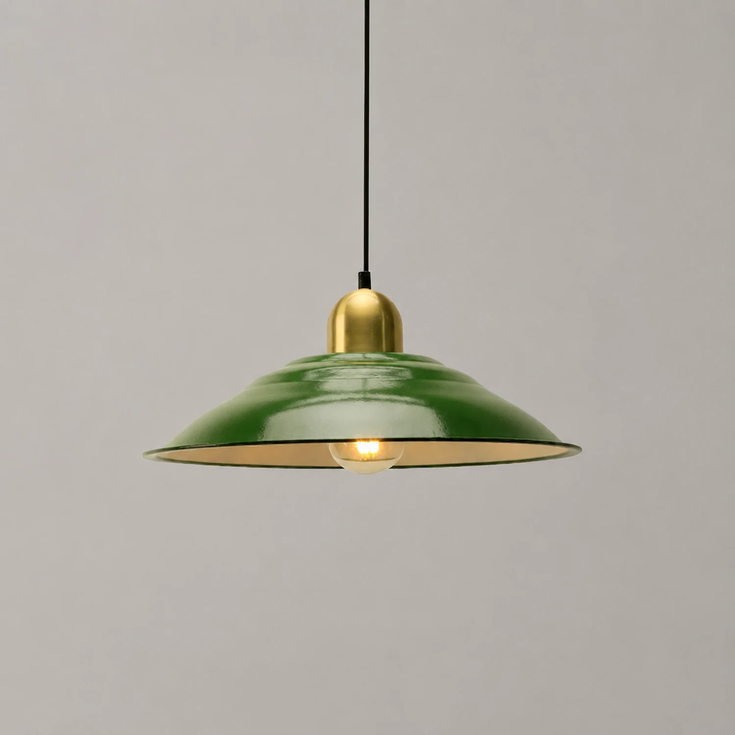 Cairns Vintage Metal Arched Pendant Light, Green - Lumpaz