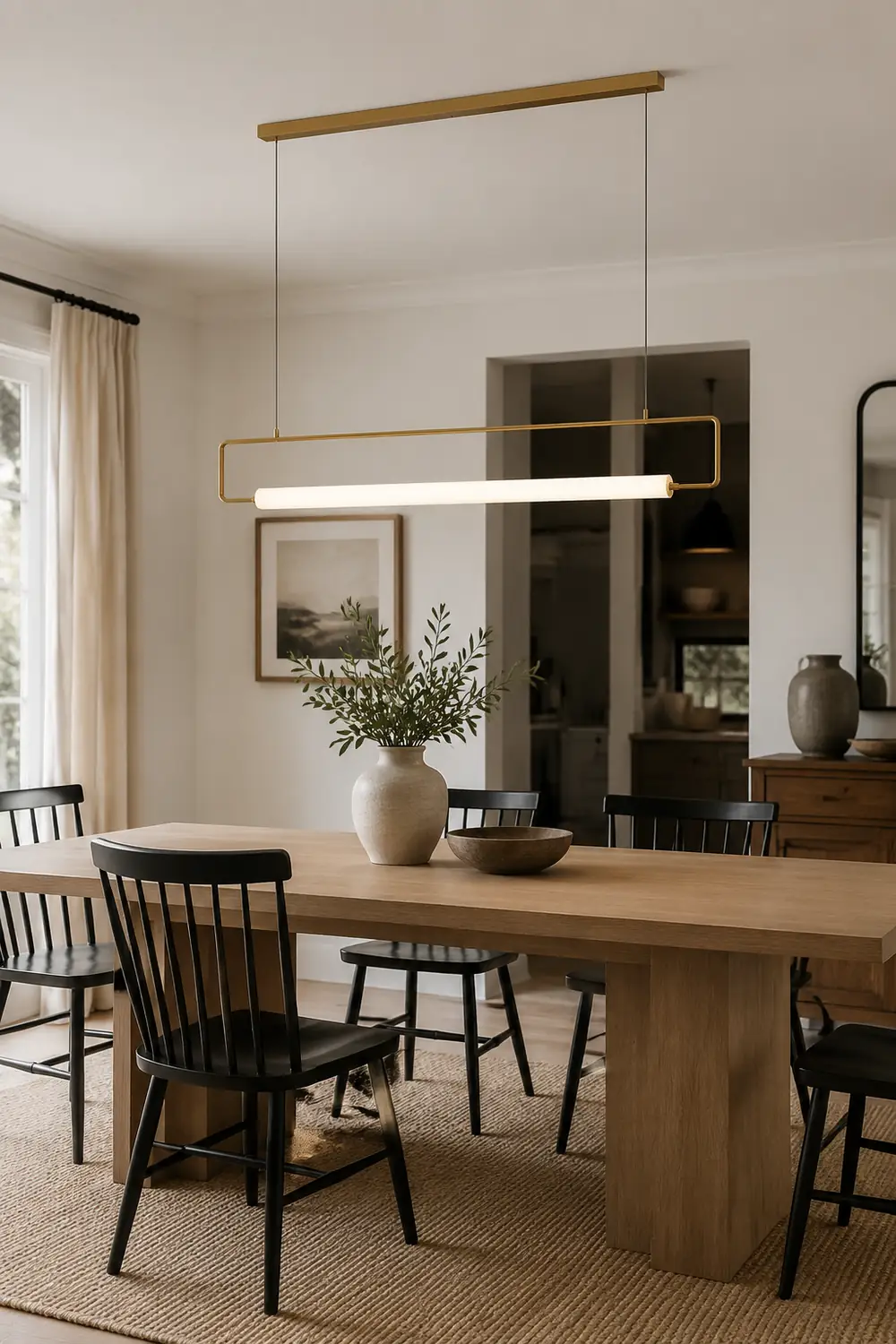 Edge Modern Minimalist rectangular Metal/Acrylic Pendant Light, Gold/Black - Lumpaz