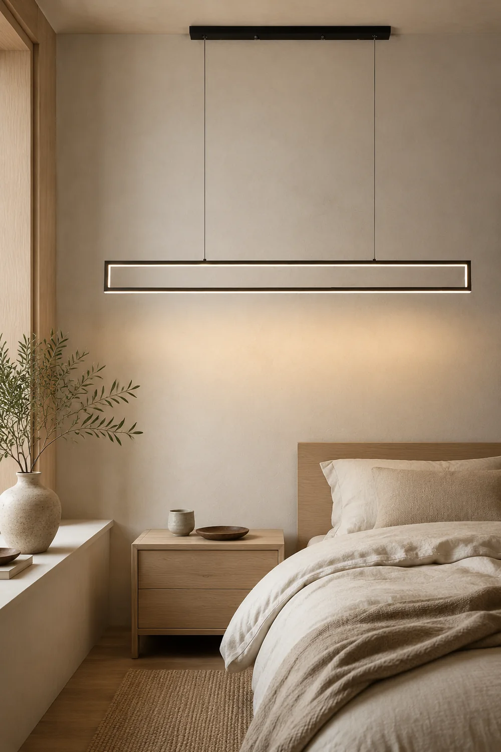 Edge Modern Metal Vertical Rectangular Pendant Light, Black - Lumpaz