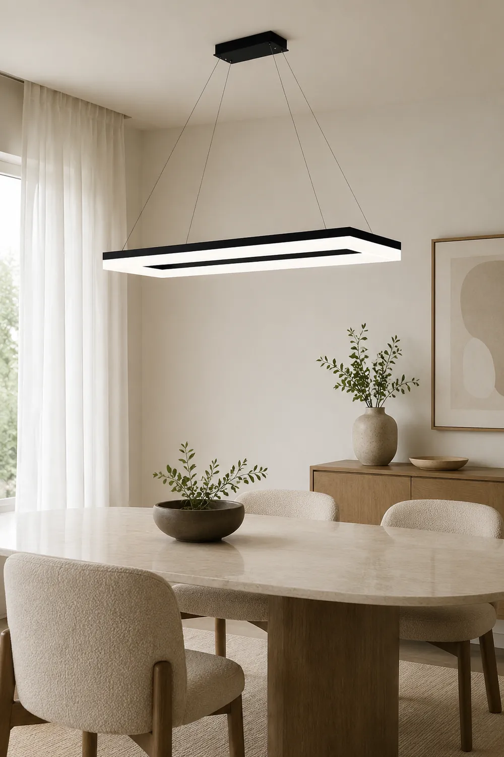 Bouvet Nordic Rectangular Led Pendant Light, Black/White, Acrylic - Lumpaz