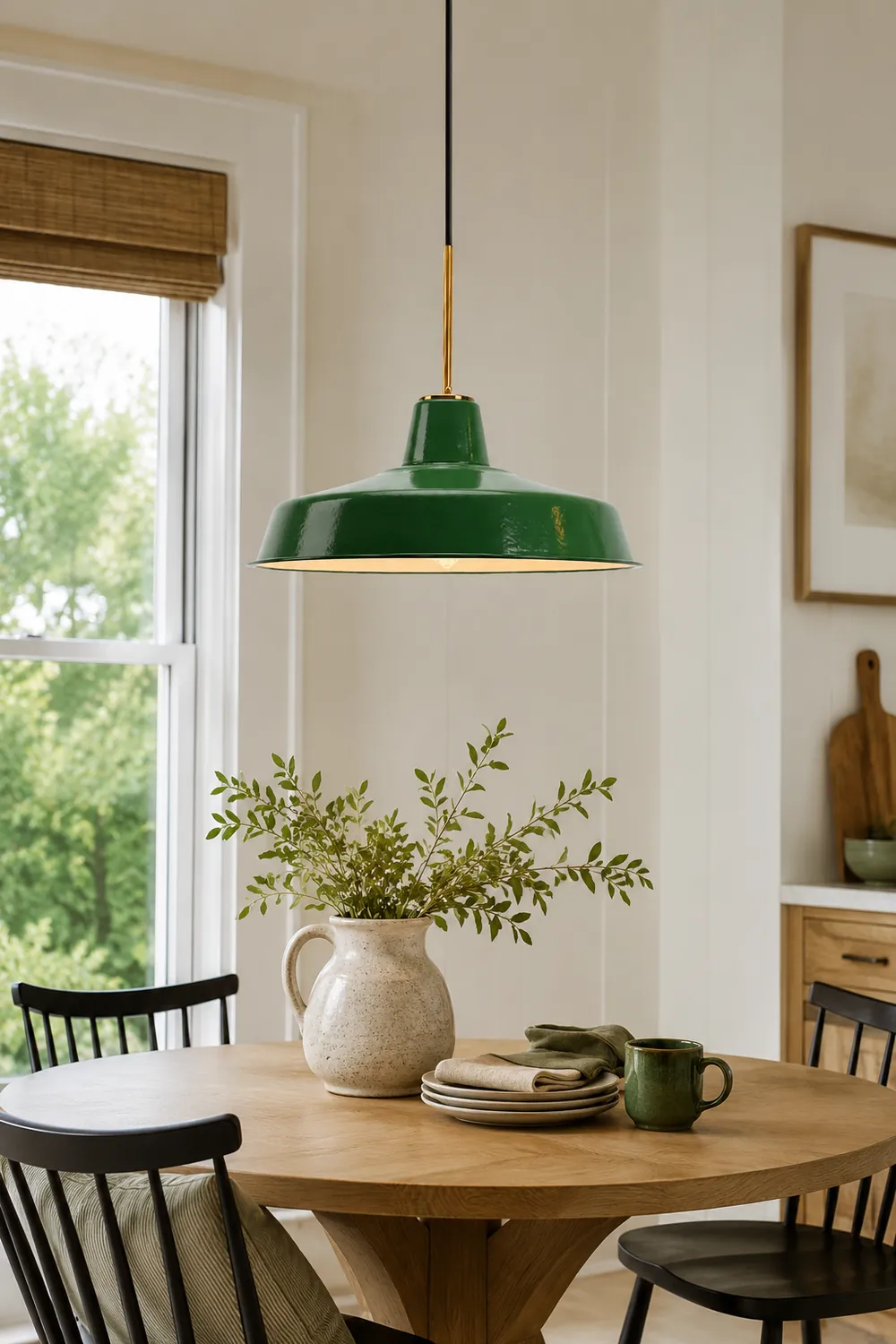 Cairns Vintage Metal Arched Pendant Light, Green - Lumpaz