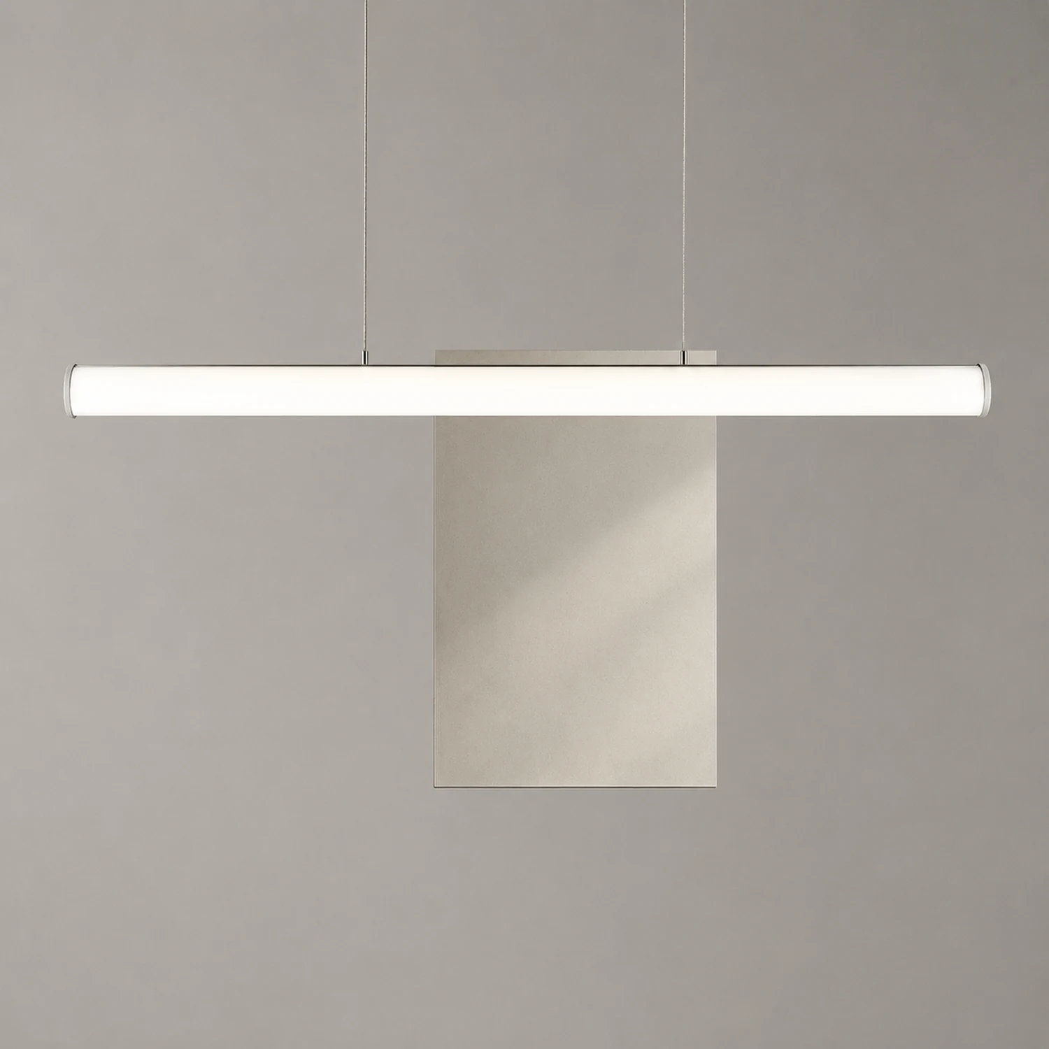 Minimalist Tube Glass/Metal Pendant Light, White, Dining Room - Lumpaz