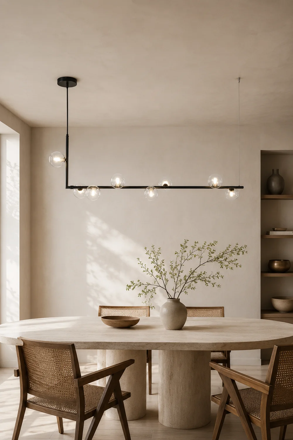 Valentina Minimalist Linear Pendant Light, Black & Gold, 6/8 Heads - Lumpaz