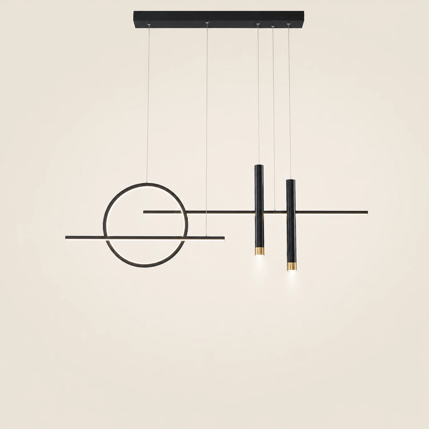 Madina Modern Led Pendant Light, Irregular Ring, Black/Glod - Lumpaz