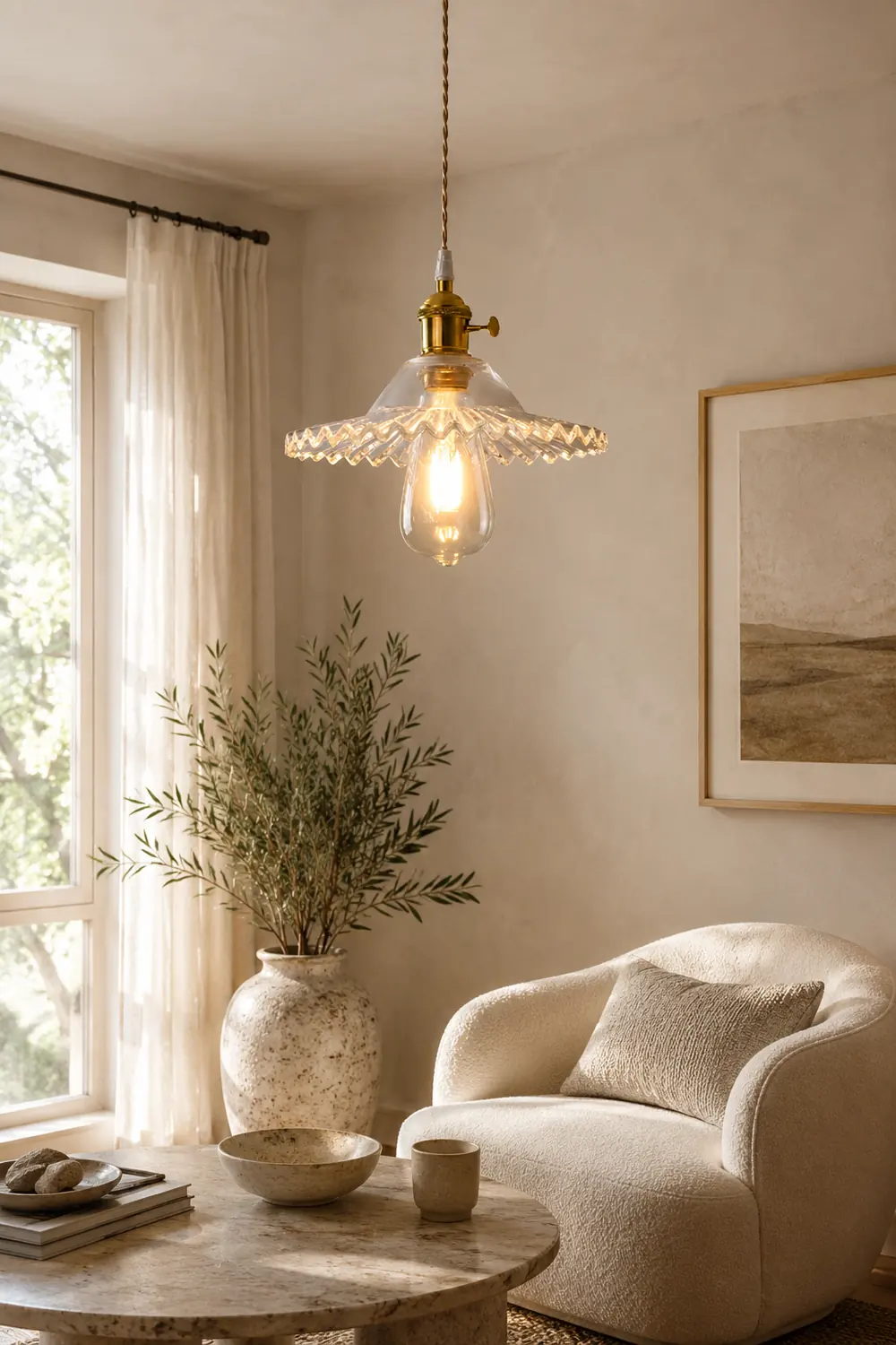 Hailie Art Deco Blown Brass & Glass Pendant Light, 7 Styles - Lumpaz